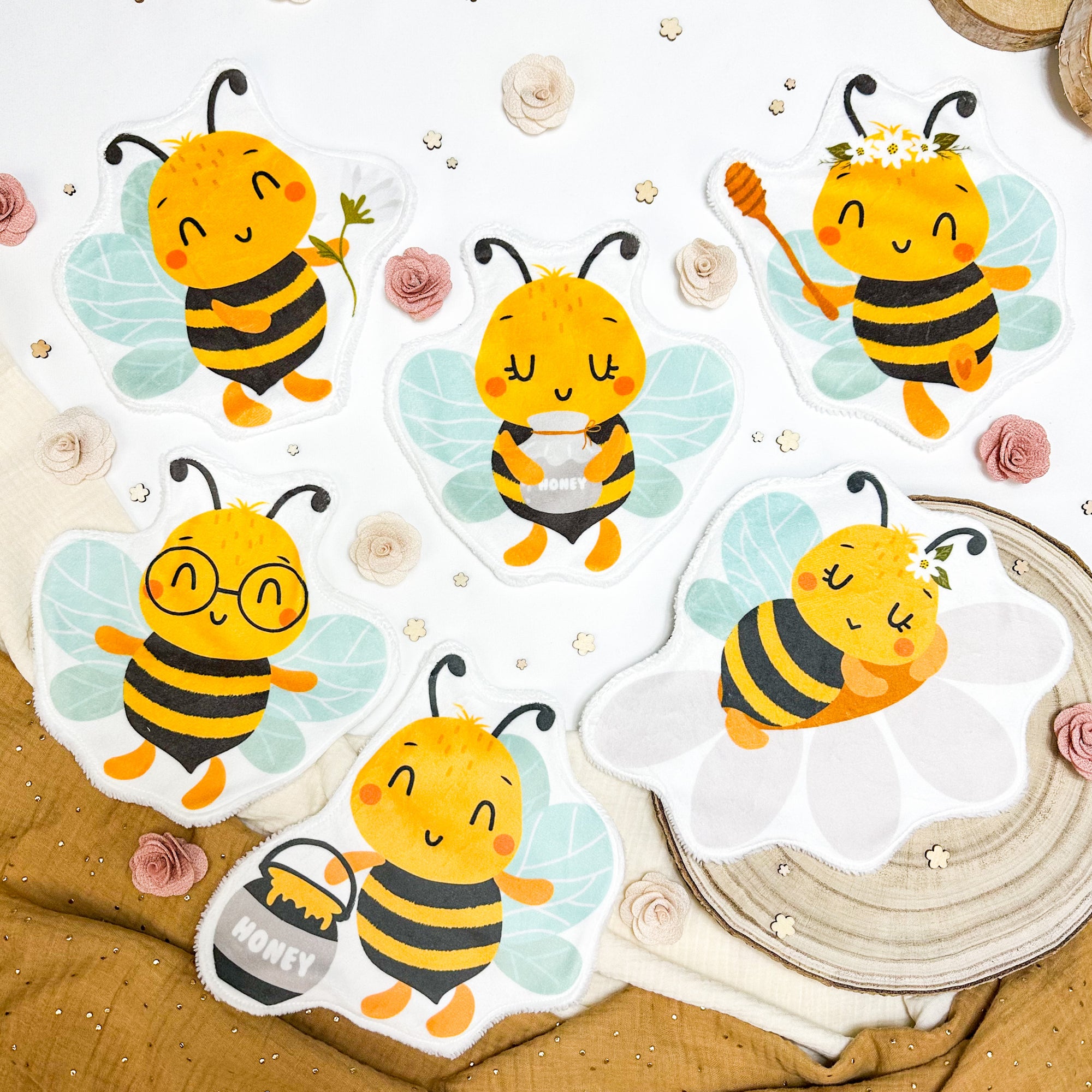 Coton lavable bĂ©bĂ© XXL â abeille â coton rĂ©utilisable et ultra doux