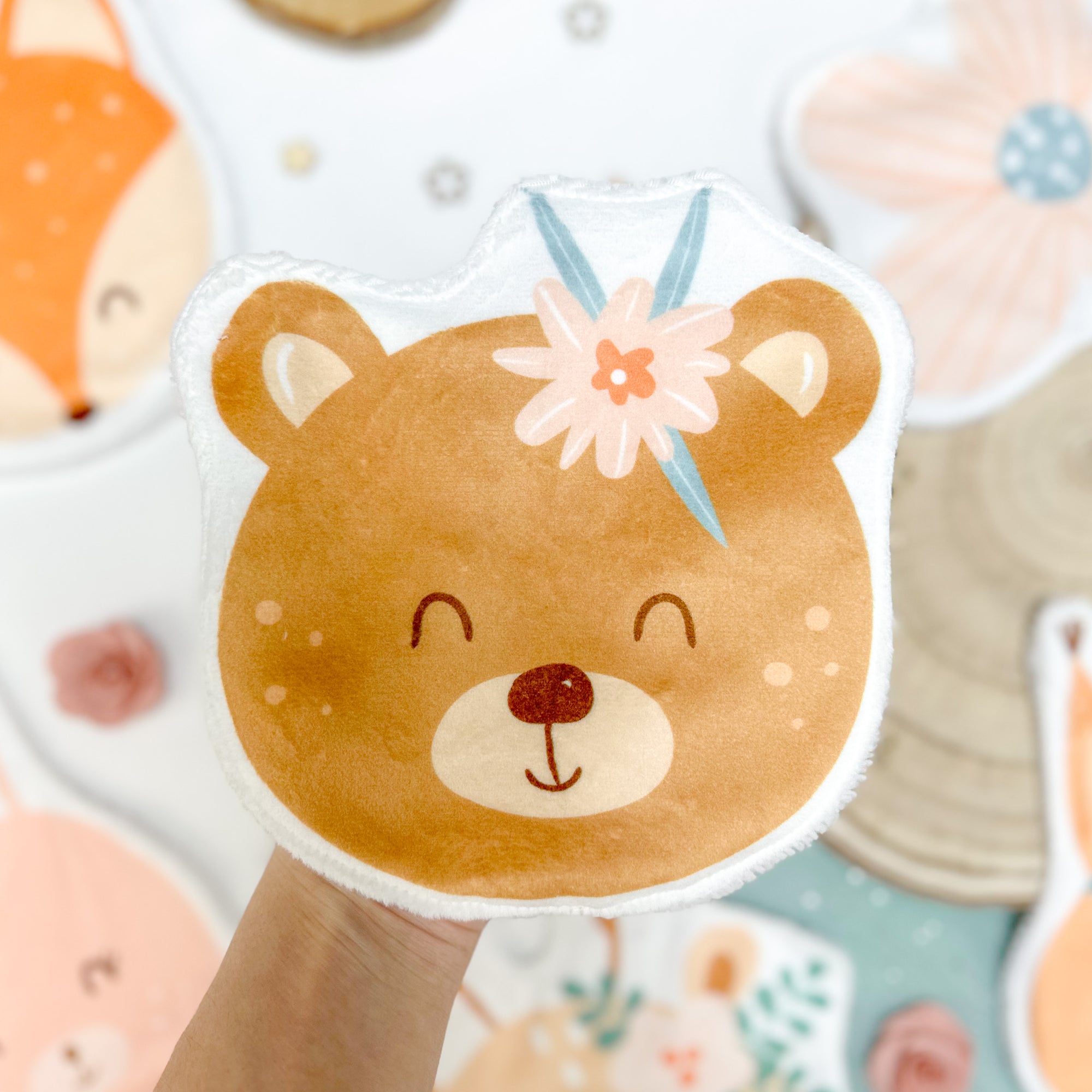 Coton lavable bĂ©bĂ© XXL â ours avec fleur â coton rĂ©utilisable et ultra doux