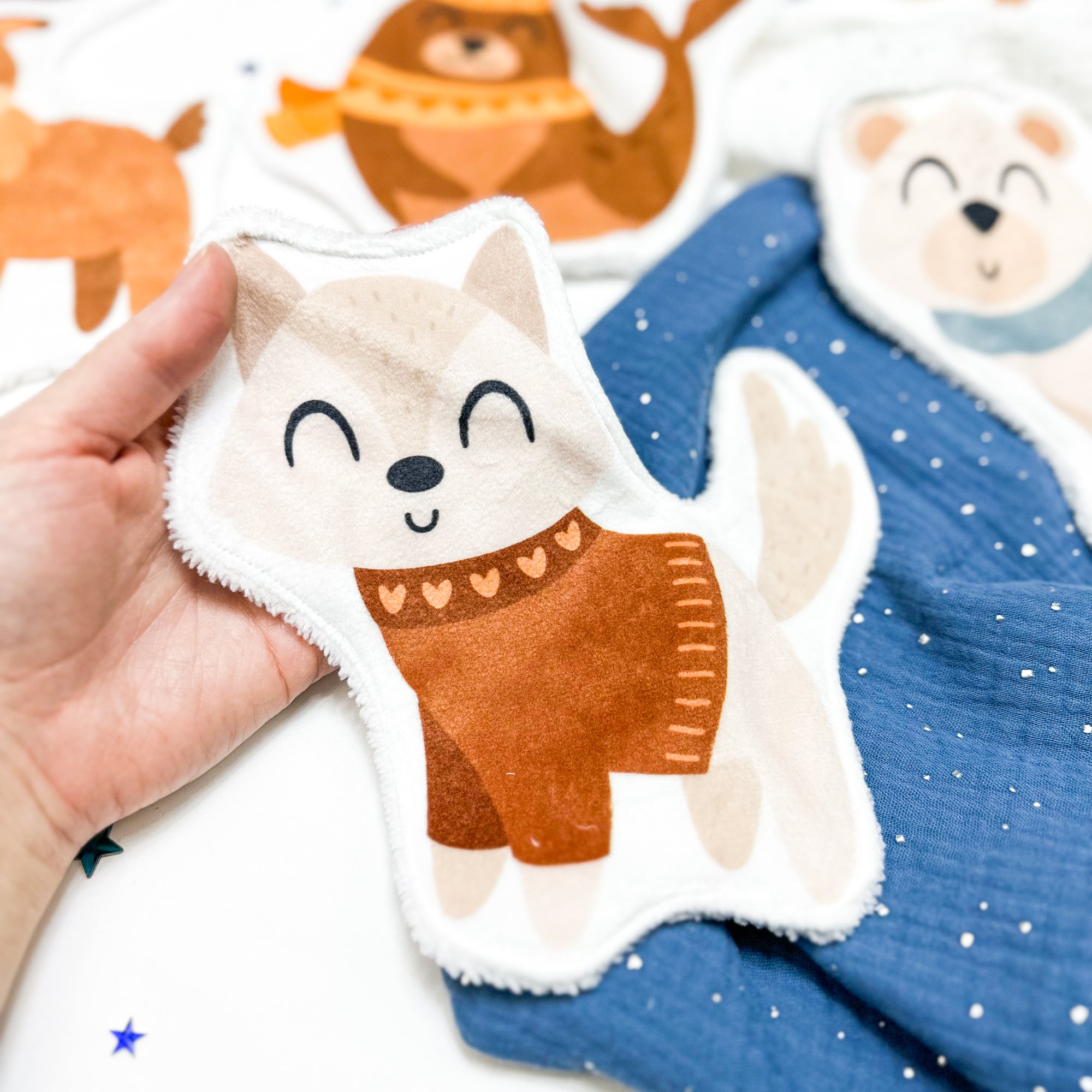 Coton lavable bĂ©bĂ© XXL â renard â coton rĂ©utilisable et ultra doux