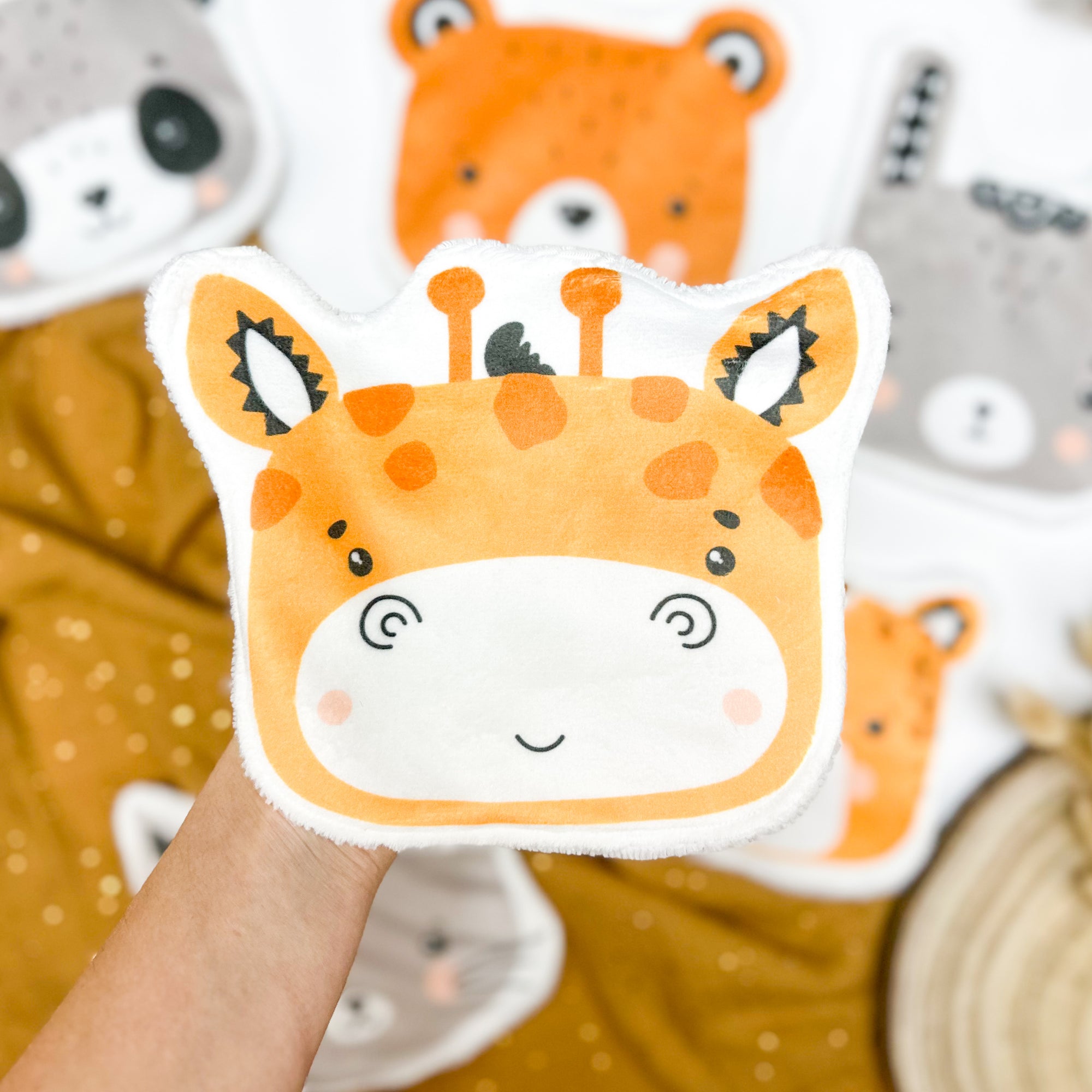 Coton lavable bĂ©bĂ© XXL â girafe scandinave â coton rĂ©utilisable et ultra doux