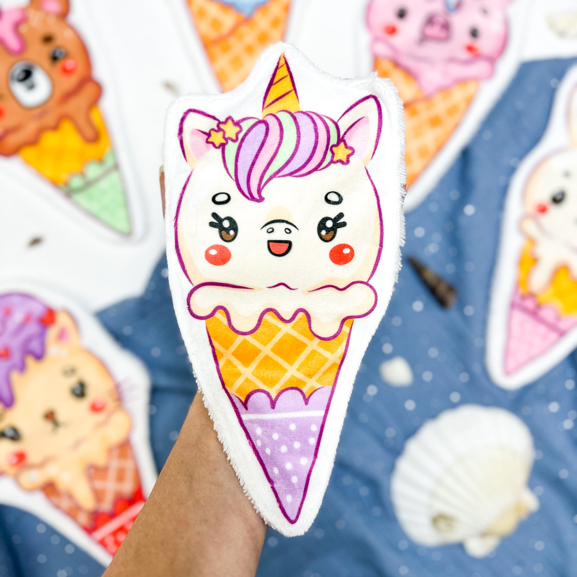 Coton lavable bĂ©bĂ© XXL â glace licorne -coton rĂ©utilisable et ultra doux