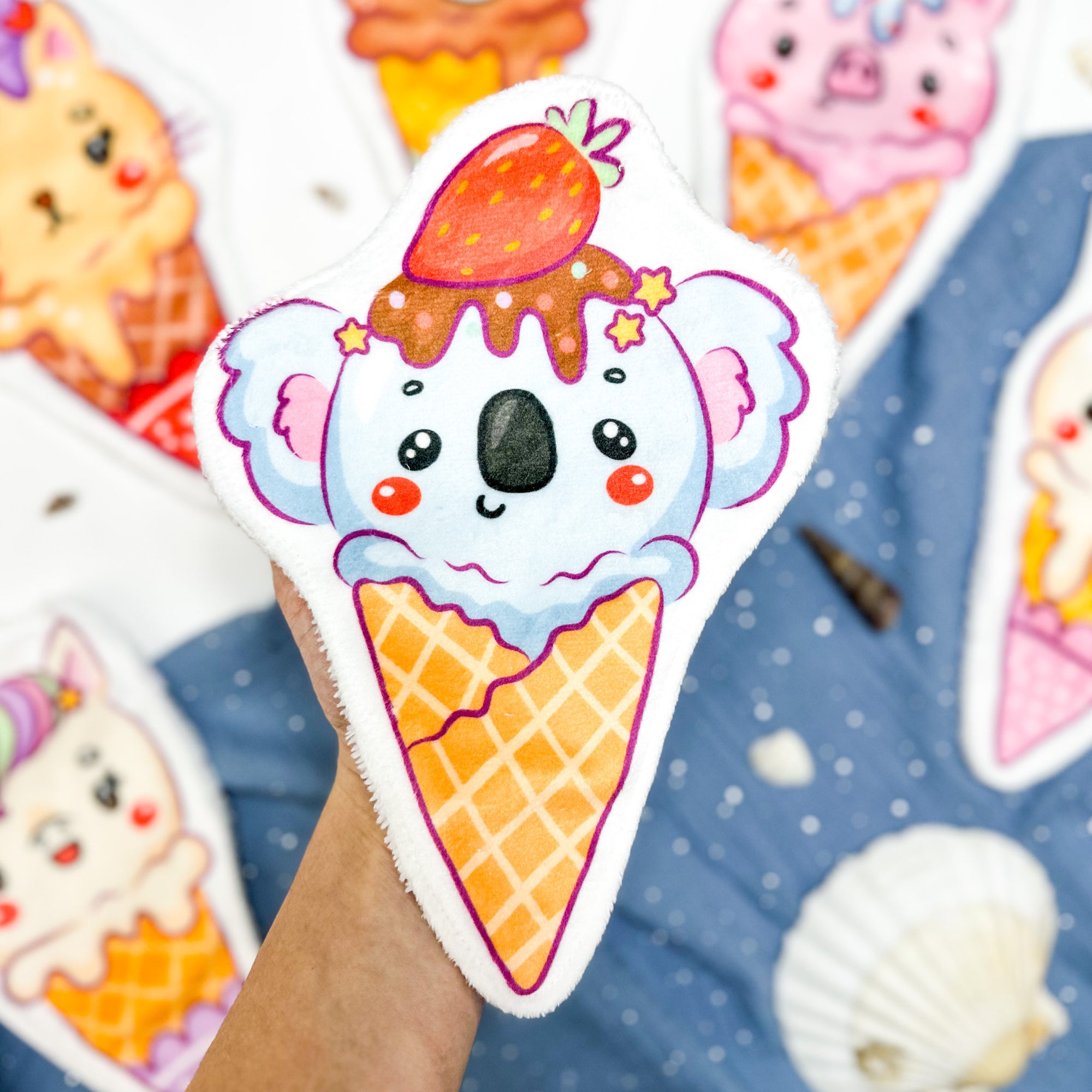 Coton lavable bĂ©bĂ© XXL â glace koala â coton rĂ©utilisable et ultra doux