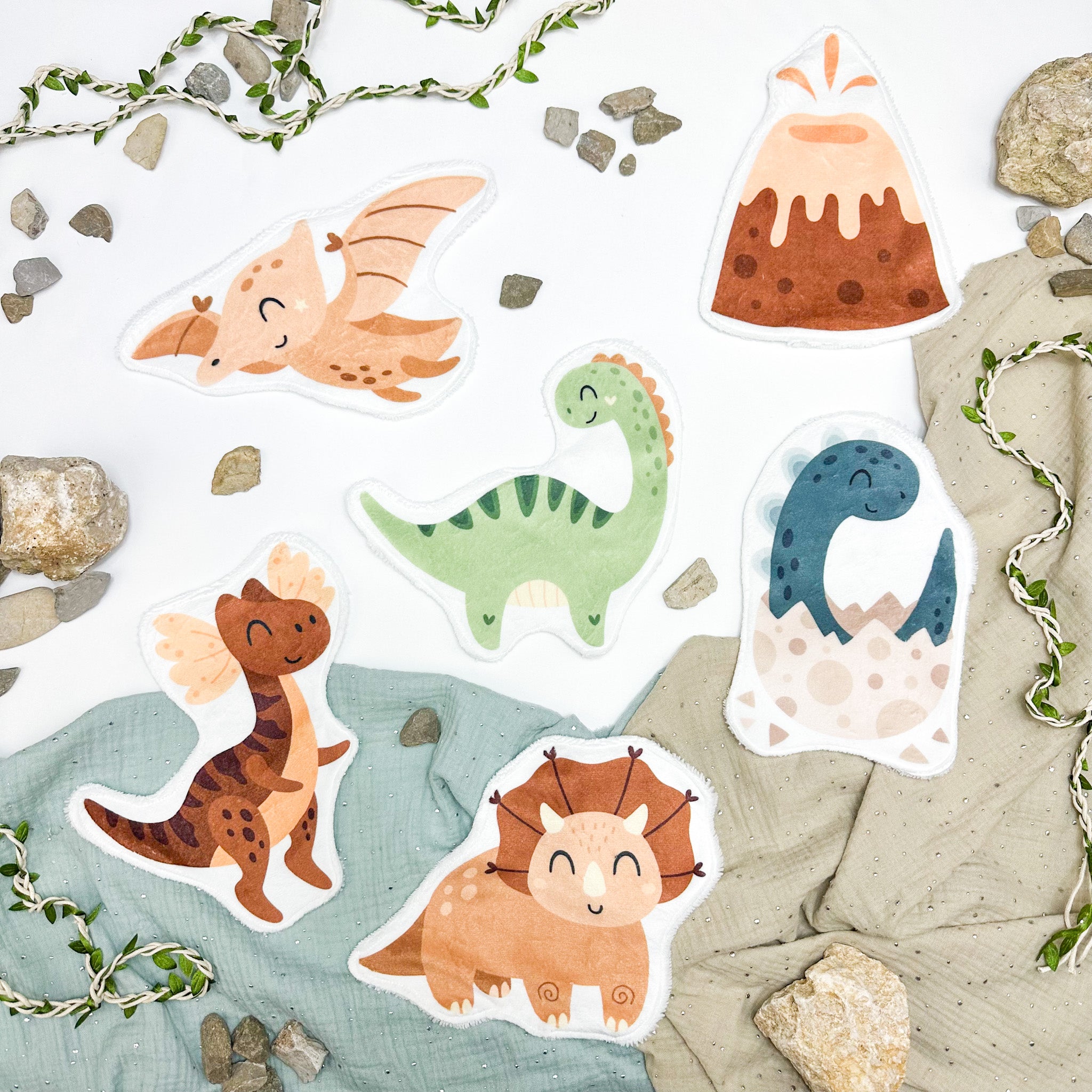 Coton lavable bébé XXL – dinosaures – coton réutilisable et ultra doux