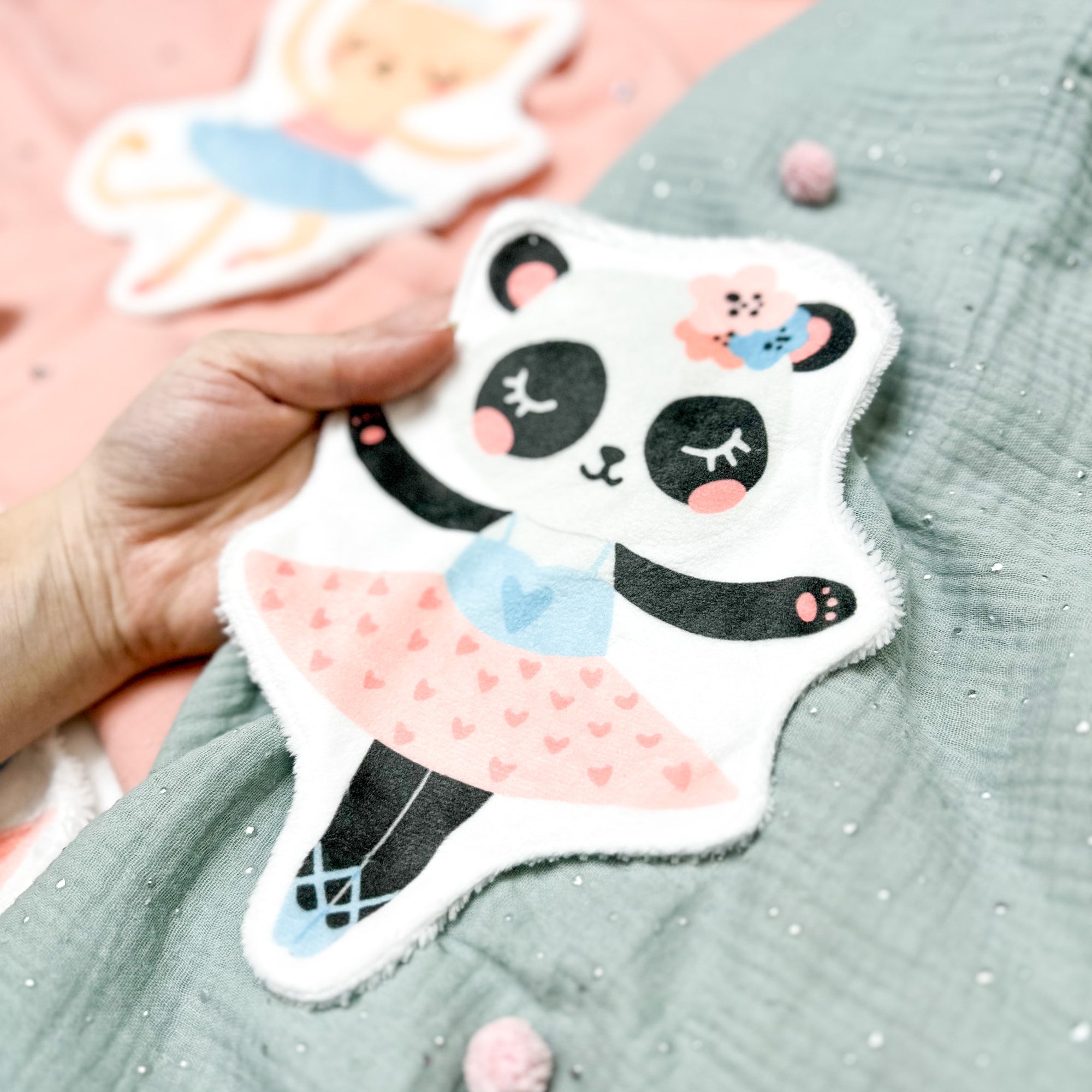 Coton lavable bébé XXL –  panda danseuses étoiles – coton réutilisable et ultra doux