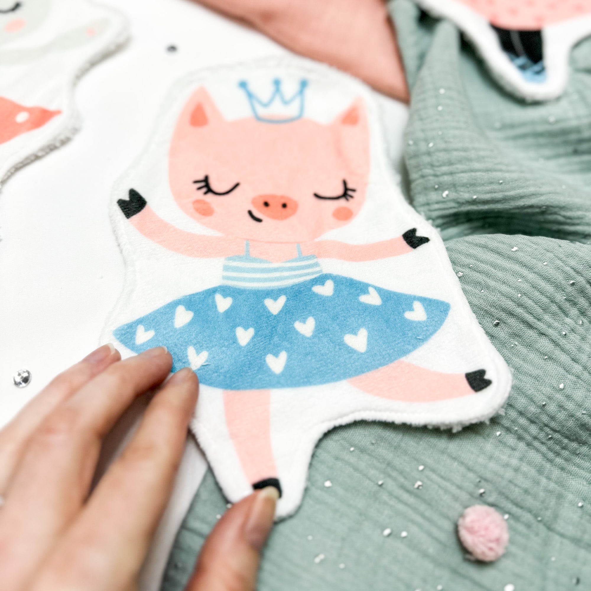 Coton lavable bébé XXL –  cochon danseuse étoile – coton réutilisable et ultra doux
