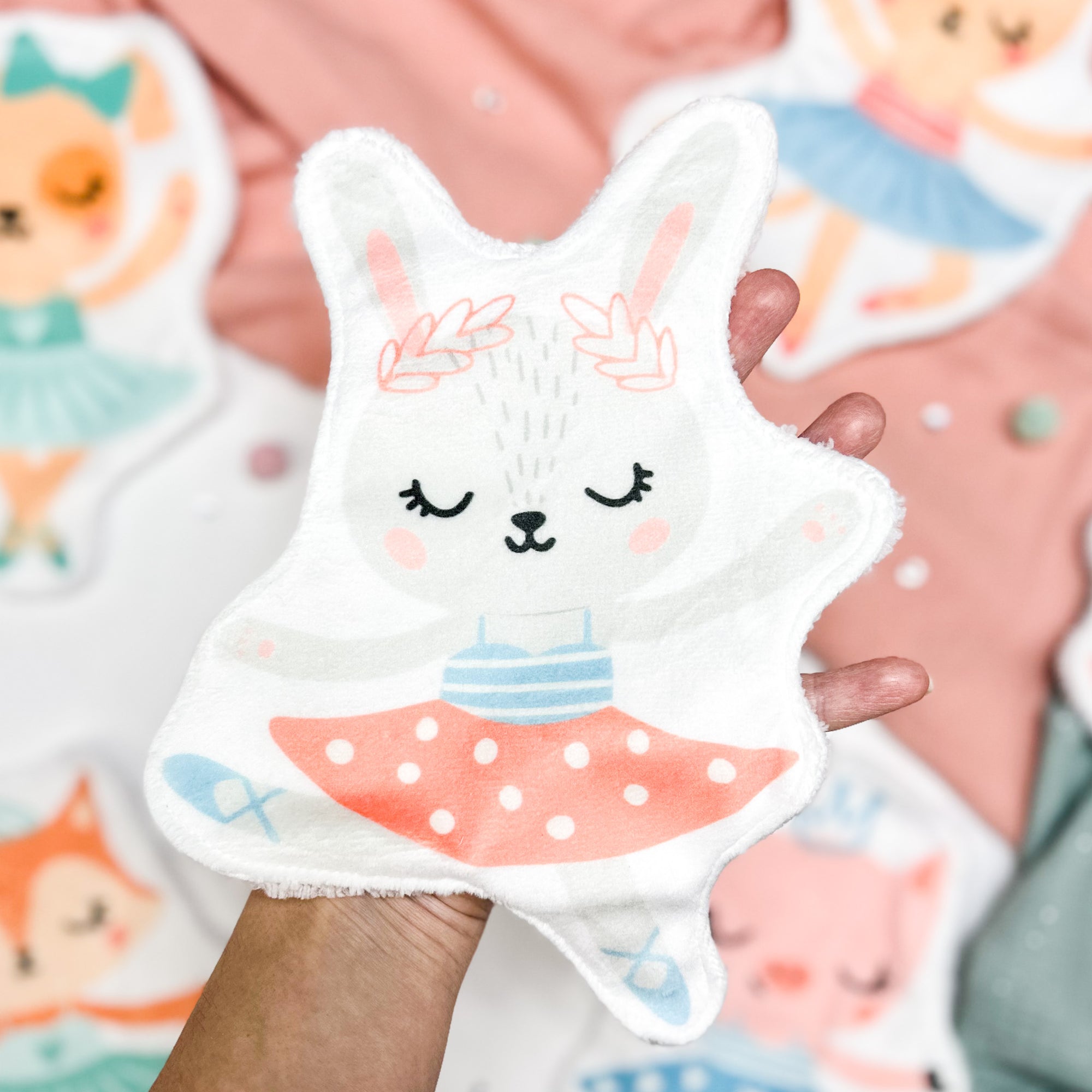 Coton lavable bébé XXL –  lapin danseuse étoile – coton réutilisable et ultra doux