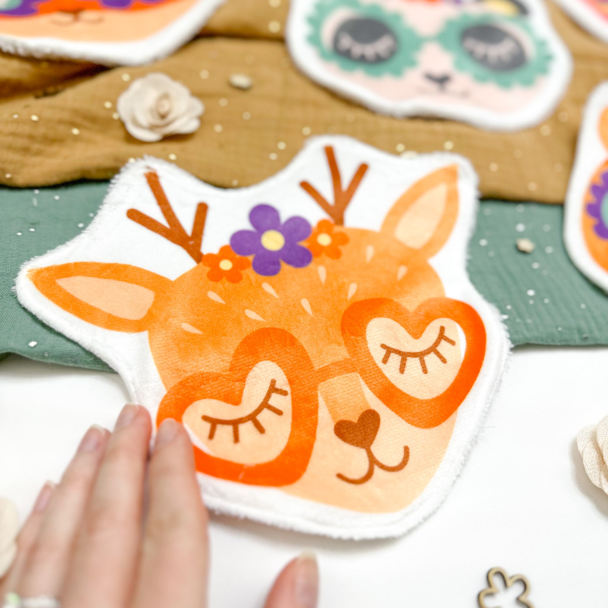 Coton lavable bĂ©bĂ© XXL â cerf hippie  â coton rĂ©utilisable et ultra doux