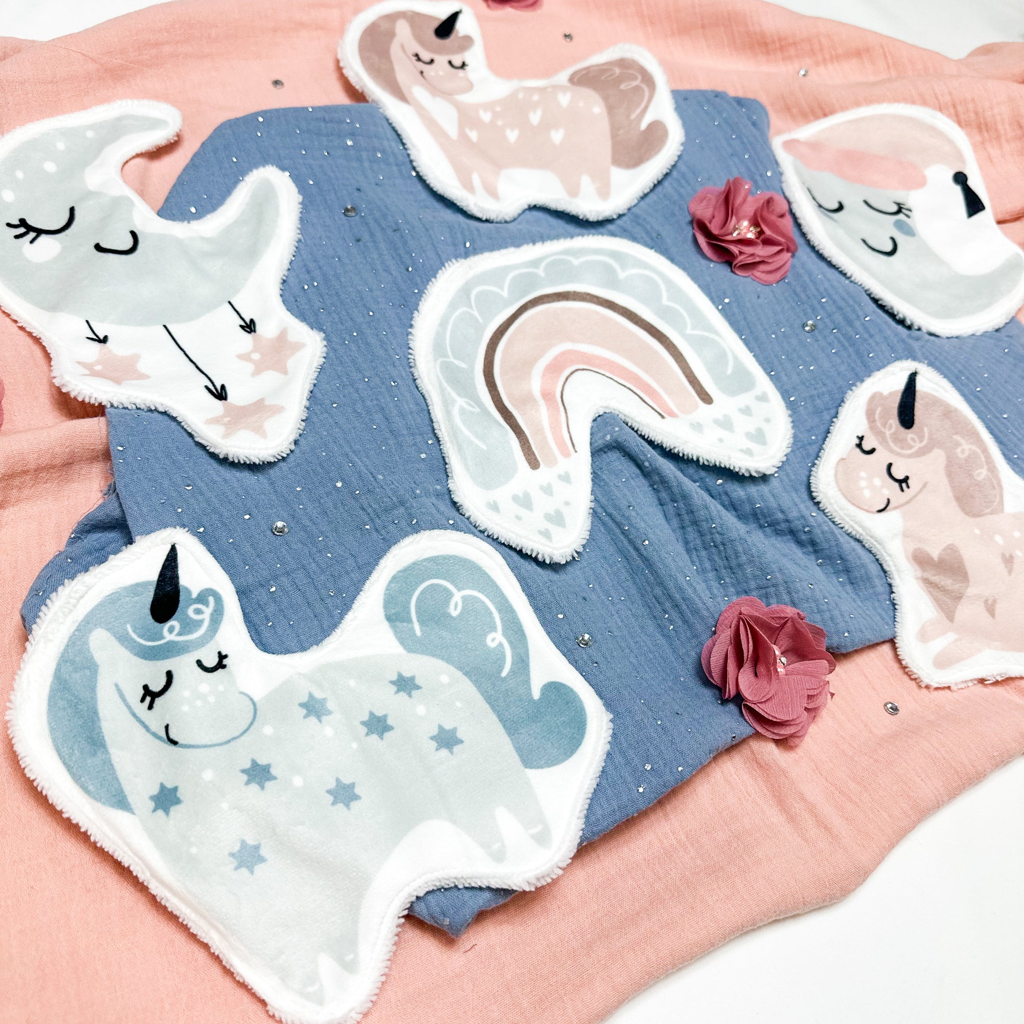 Coton lavable bĂ©bĂ© XXL â licornes â coton rĂ©utilisable et ultra doux