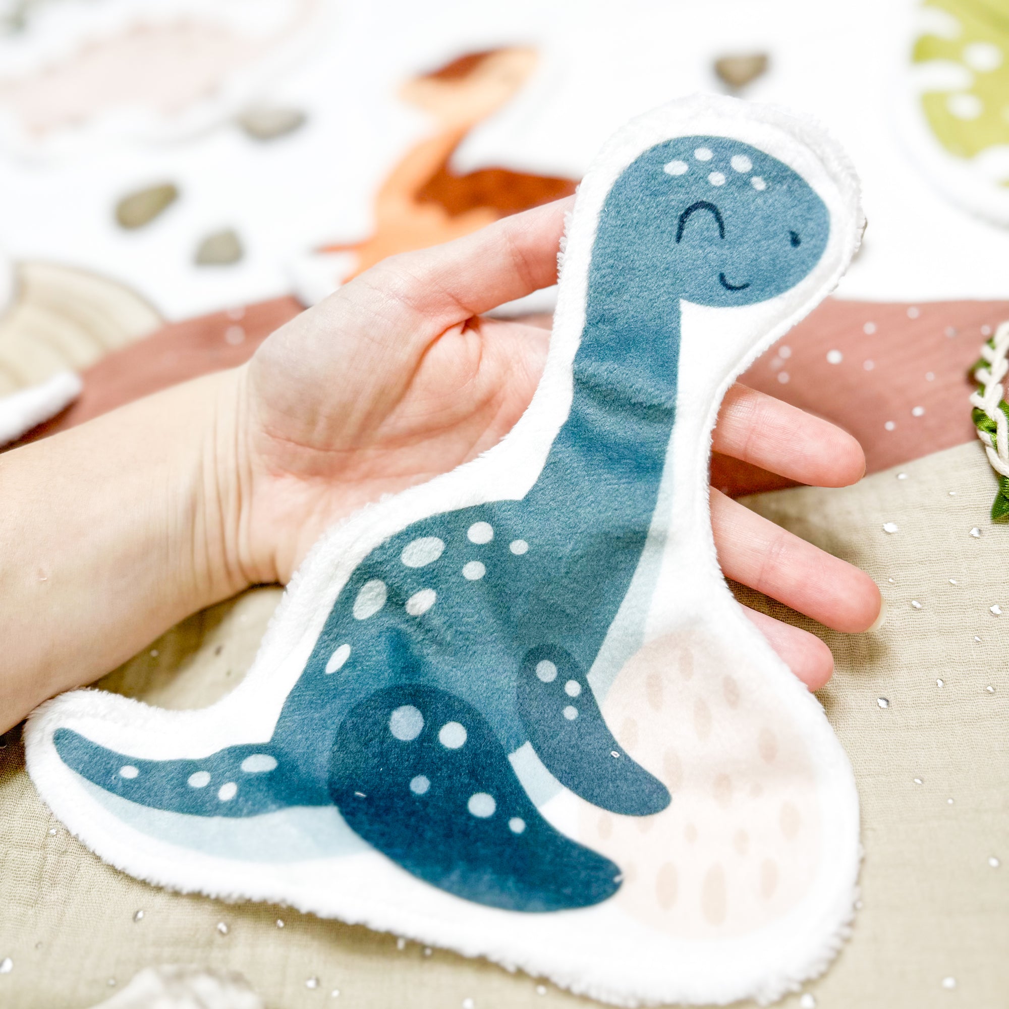 Coton lavable bébé XXL – dinosaure – coton réutilisable et ultra doux