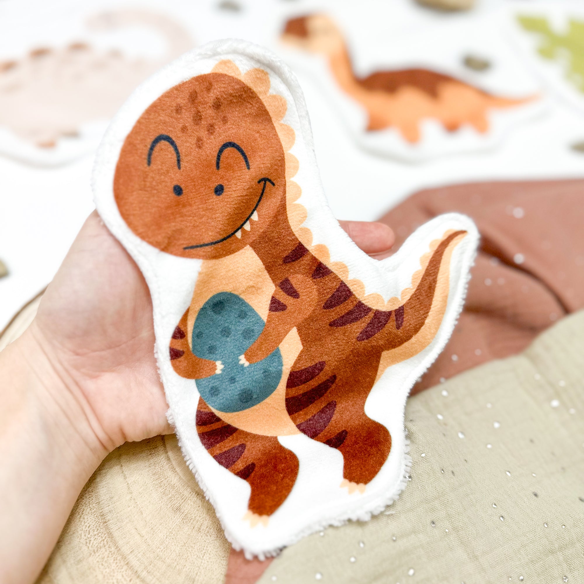 Coton lavable bébé XXL – dinosaure – coton réutilisable et ultra doux