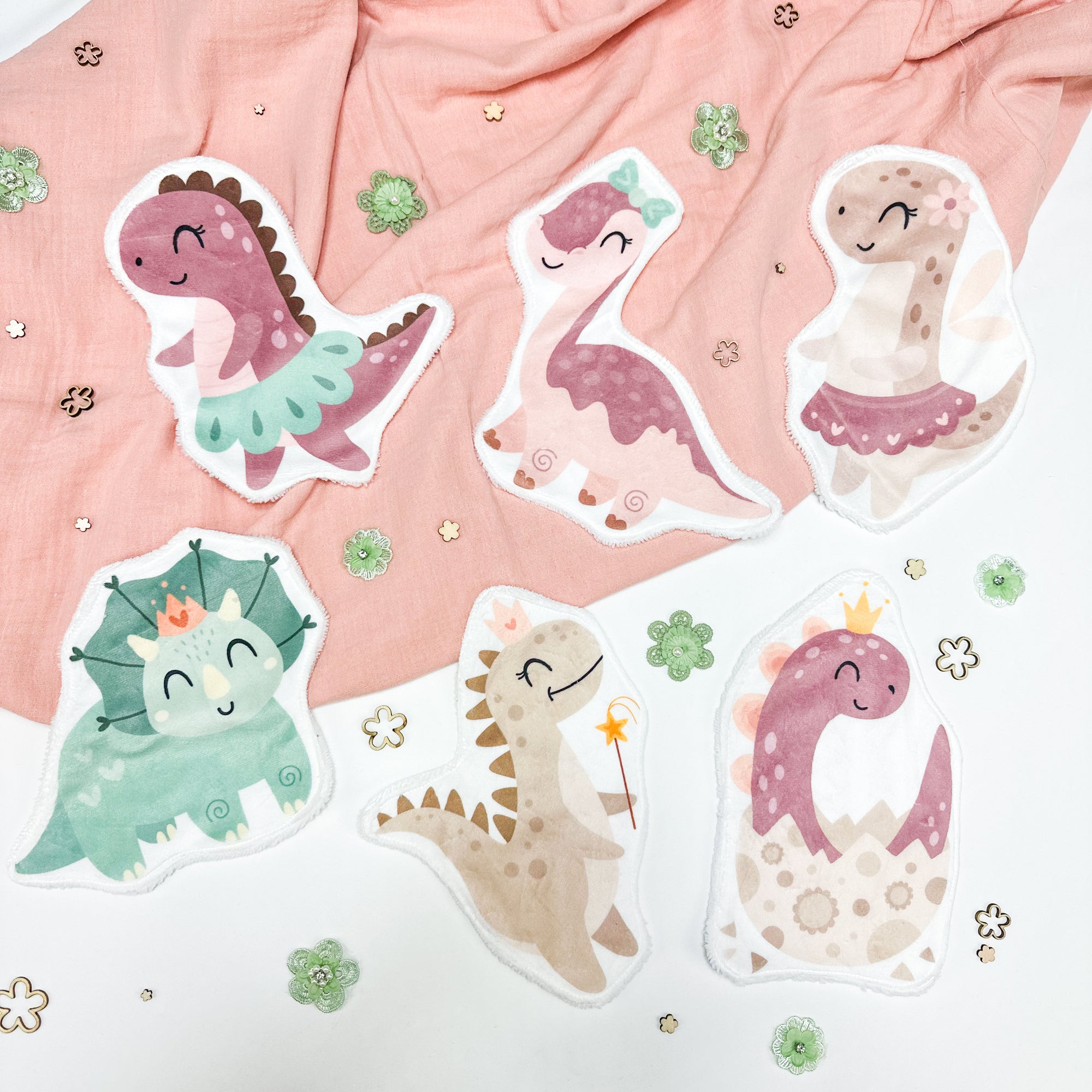 Coton lavable bĂ©bĂ© XXL â princesse dinosaure â coton rĂ©utilisable et ultra doux