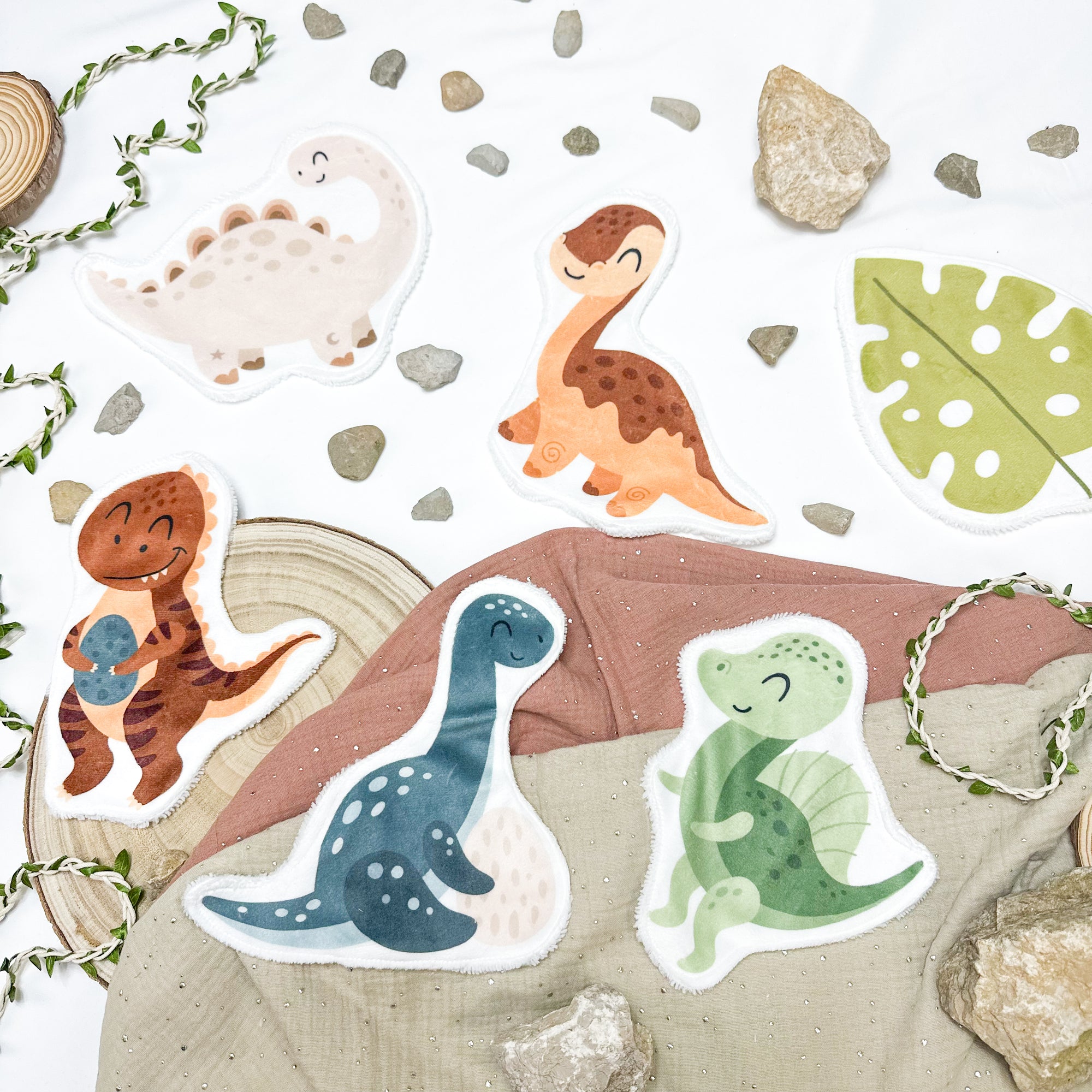 Coton lavable bébé XXL – dinosaures – coton réutilisable et ultra doux