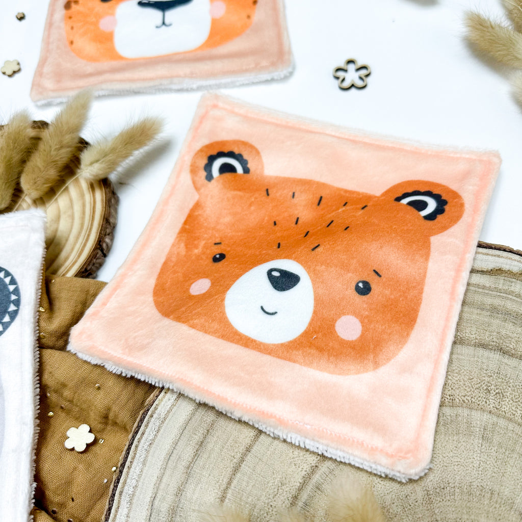 Cotons Lavables Bébé 15x15cm  – Petits Compagnons Scandinaves - Lot De 4