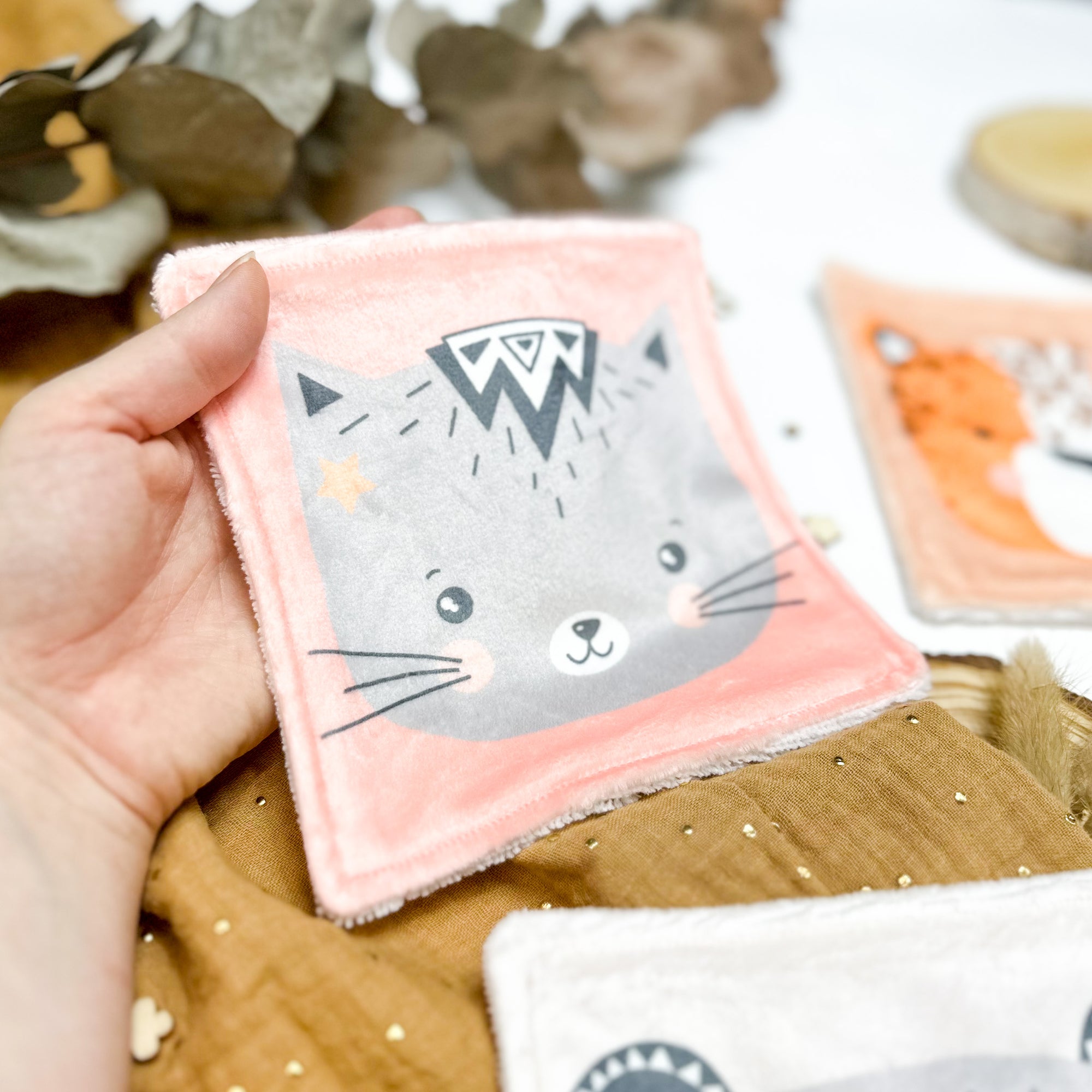 Cotons Lavables Bébé 15x15cm  – Petits Compagnons Scandinaves - Lot De 4