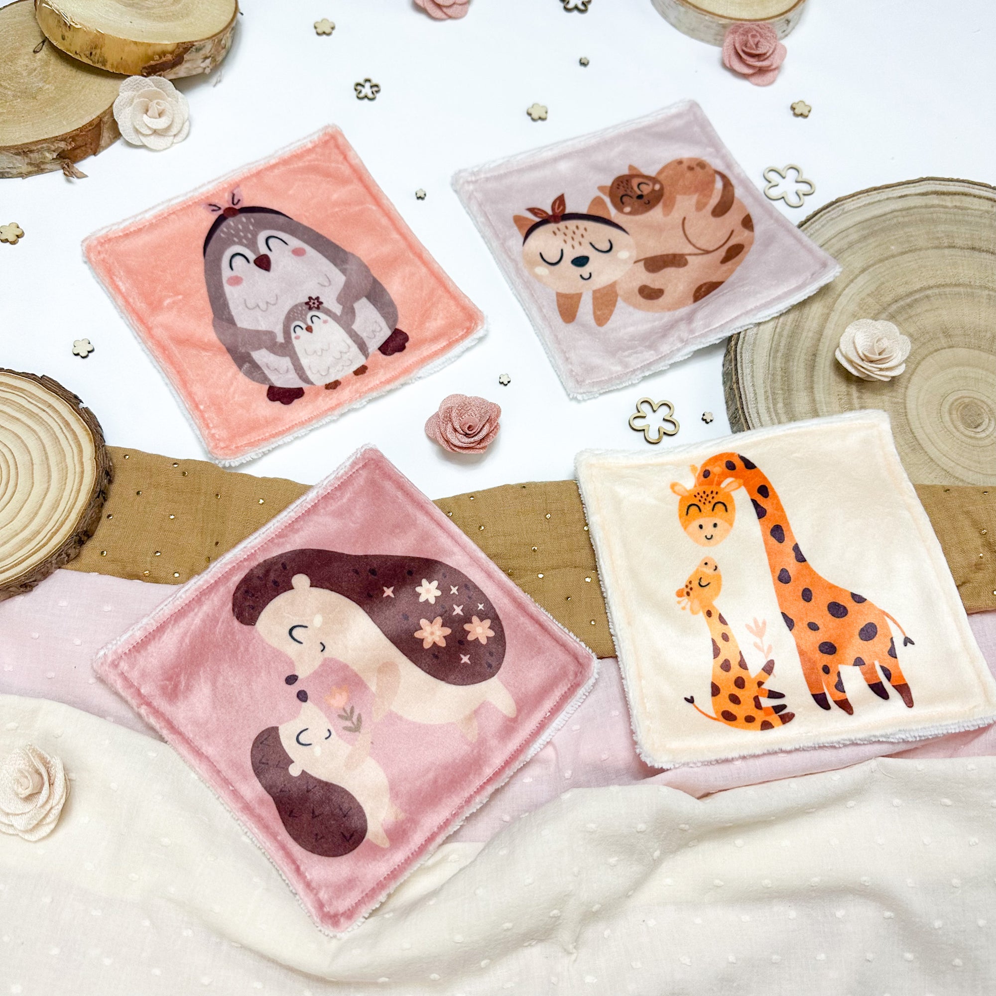 Cotons Lavables Bébé 15x15cm  – Maman & Moi - Lot De 4