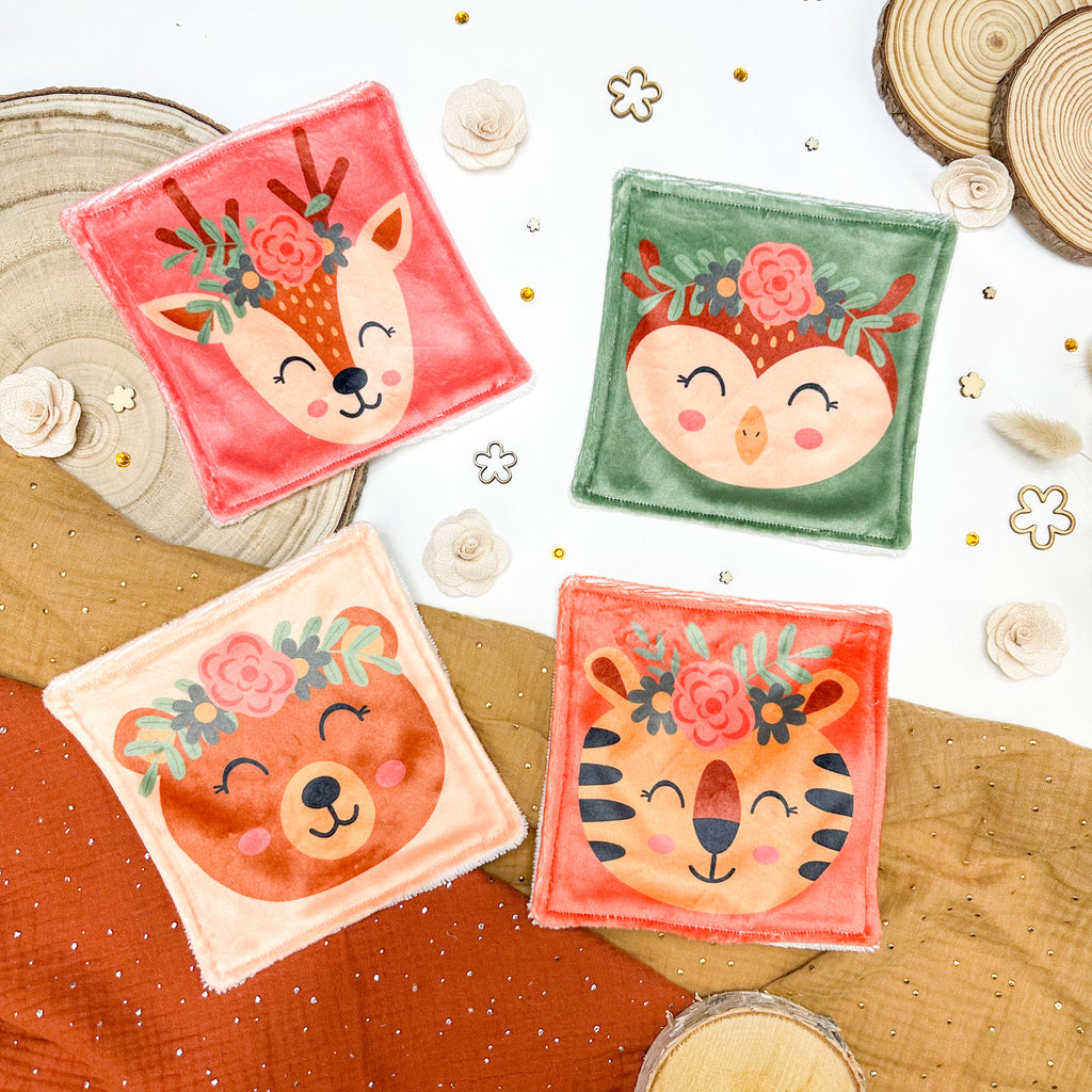 Cotons Lavables Bébé 15x15cm  – Les Bohèmes de la Forêt - Lot De 4