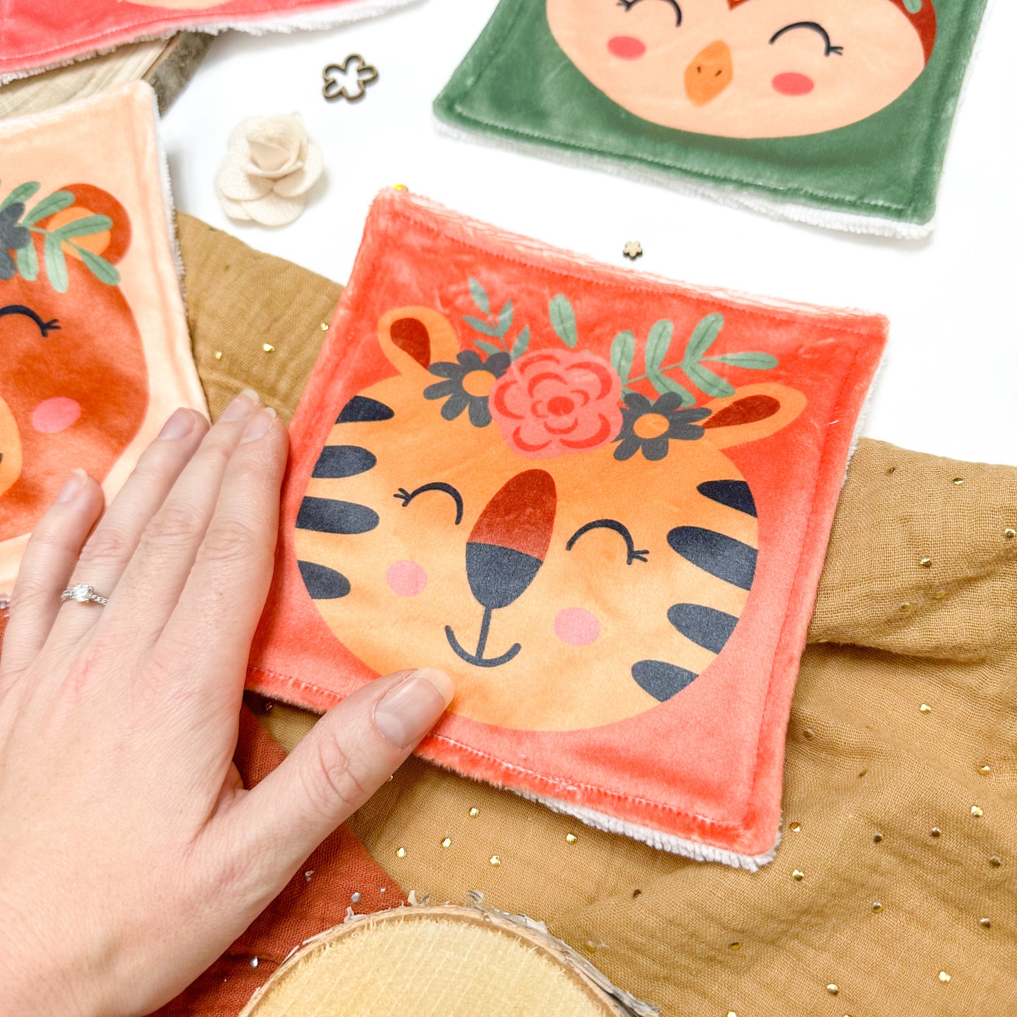 Cotons Lavables Bébé 15x15cm  – Les Bohèmes de la Forêt - Lot De 4