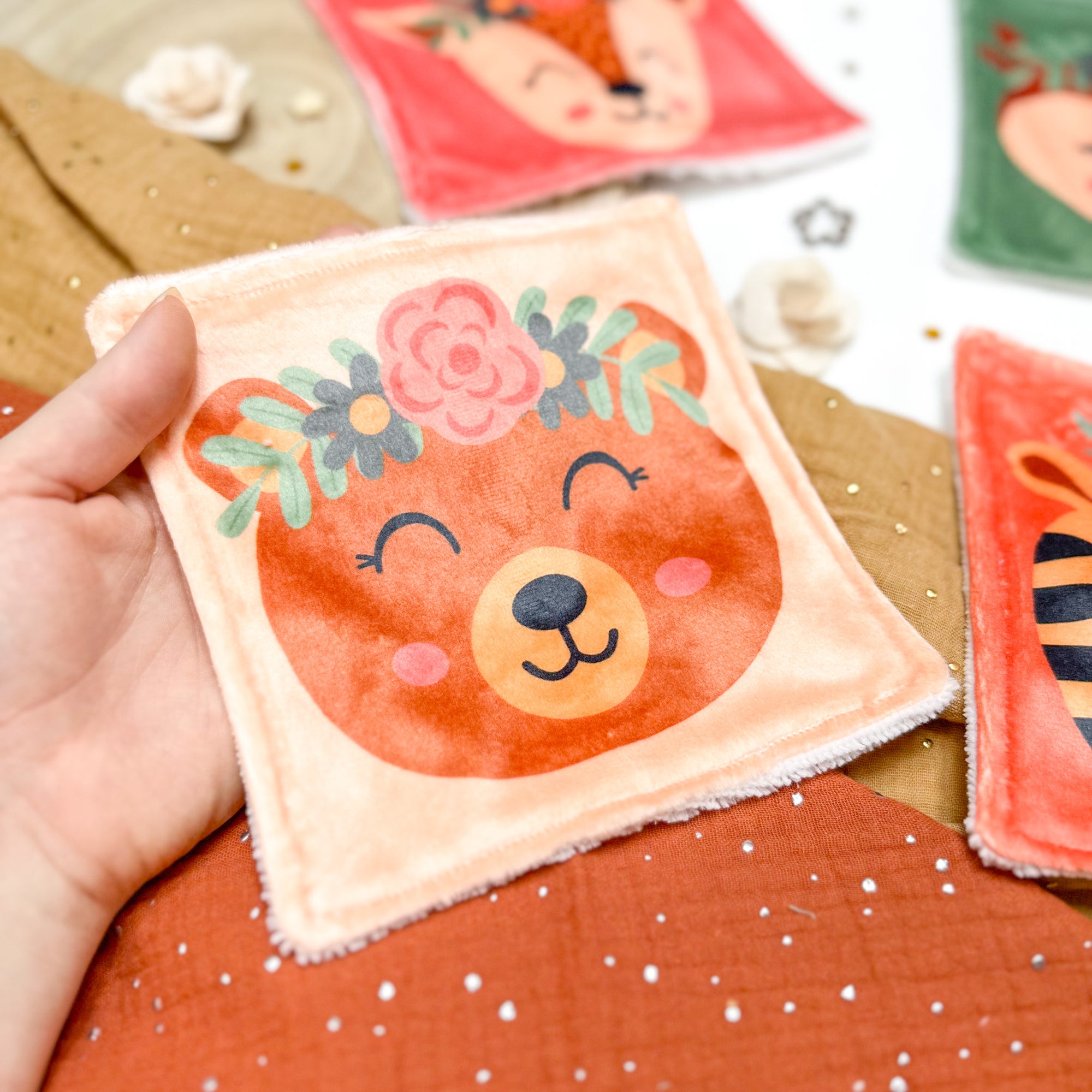 Cotons Lavables Bébé 15x15cm  – Les Bohèmes de la Forêt - Lot De 4