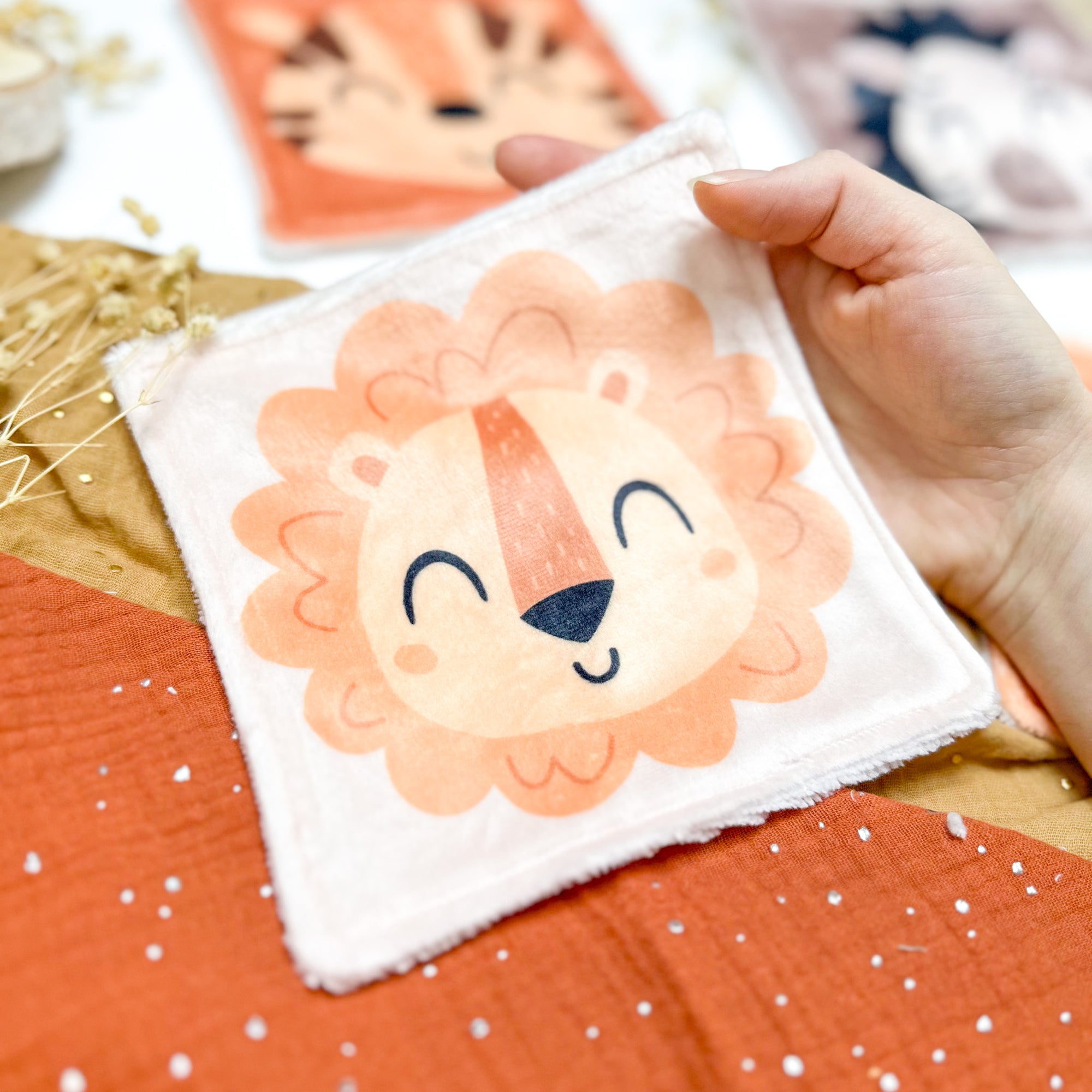 Cotons Lavables Bébé 15x15cm  – Jungle des Câlins - Lot De 4