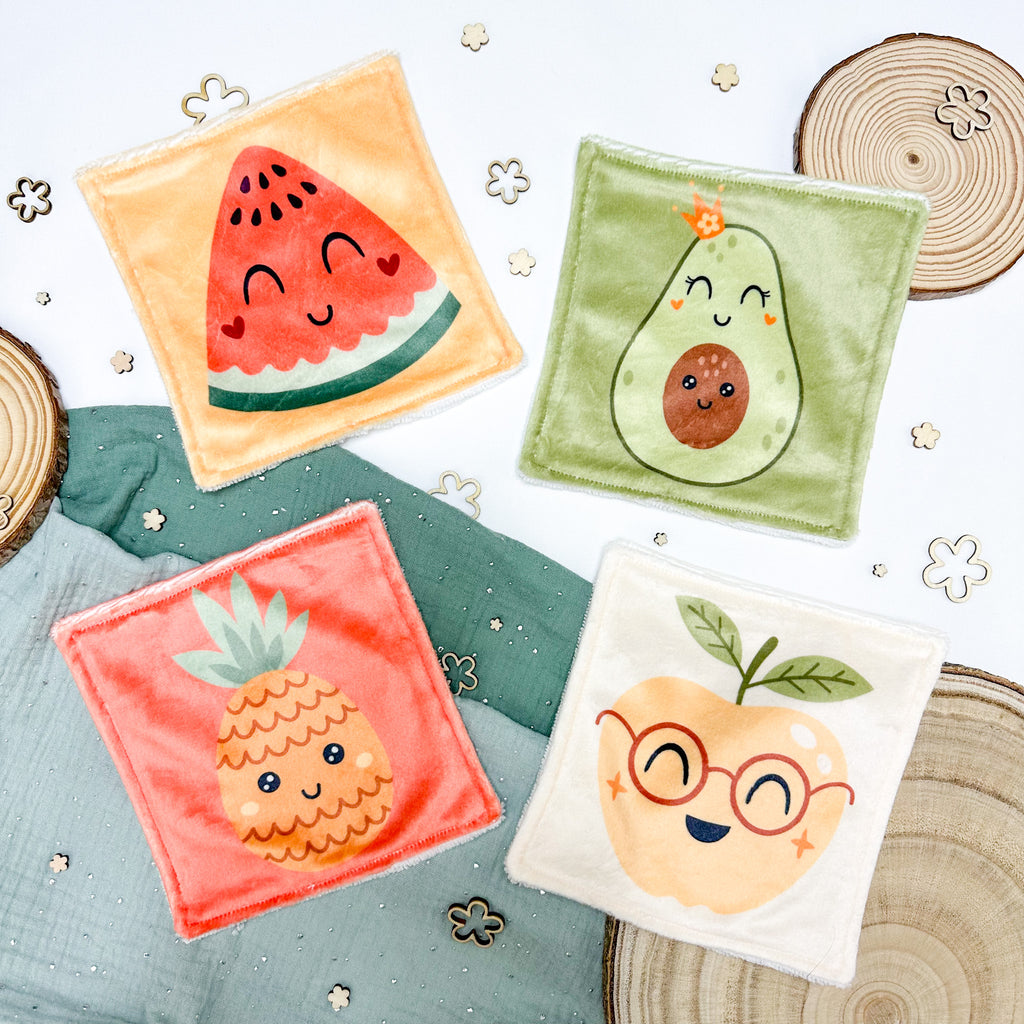 Cotons Lavables Bébé 15x15cm  – Smoothie de Câlins - Lot De 4