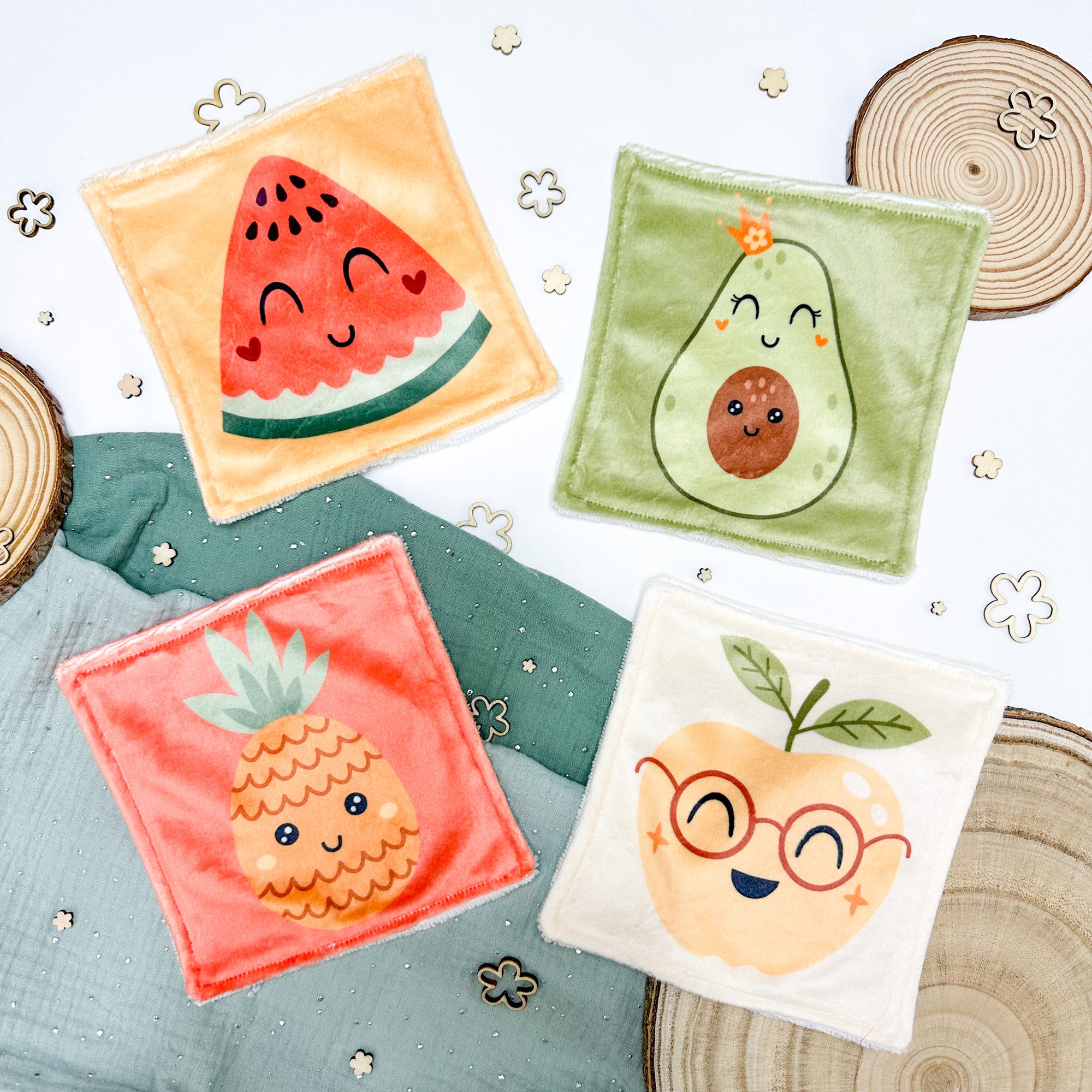 Cotons Lavables Bébé 15x15cm  – Smoothie de Câlins - Lot De 4