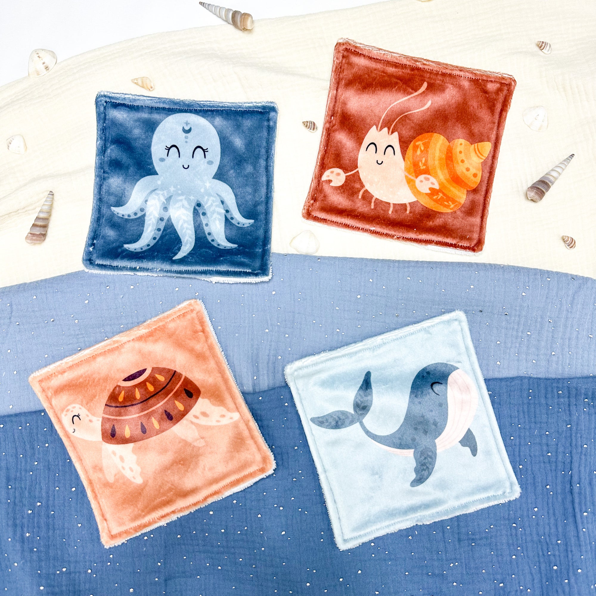 Cotons Lavables Bébé 15x15cm  – Tendresse Salée - Lot De 4