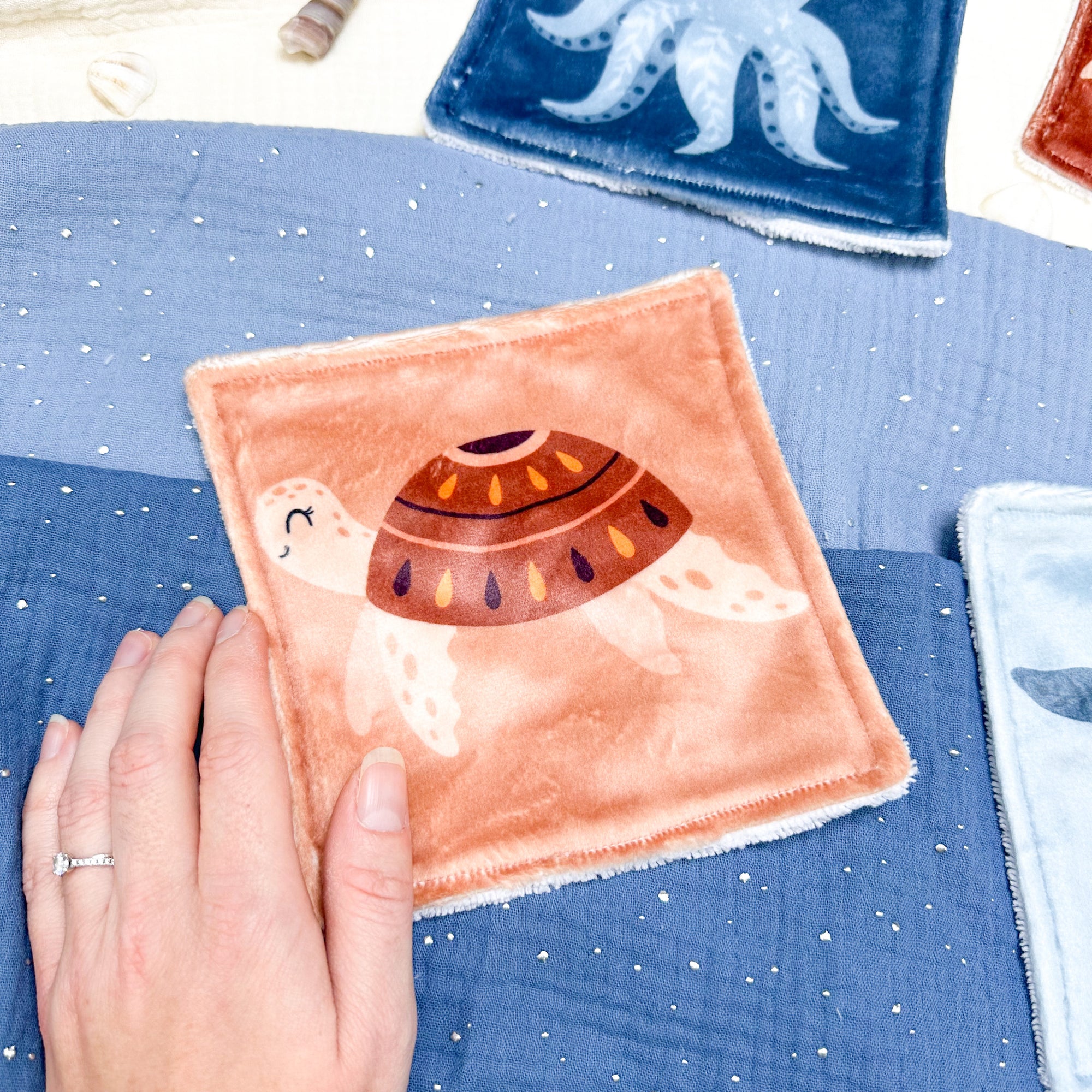 Cotons Lavables Bébé 15x15cm  – Tendresse Salée - Lot De 4