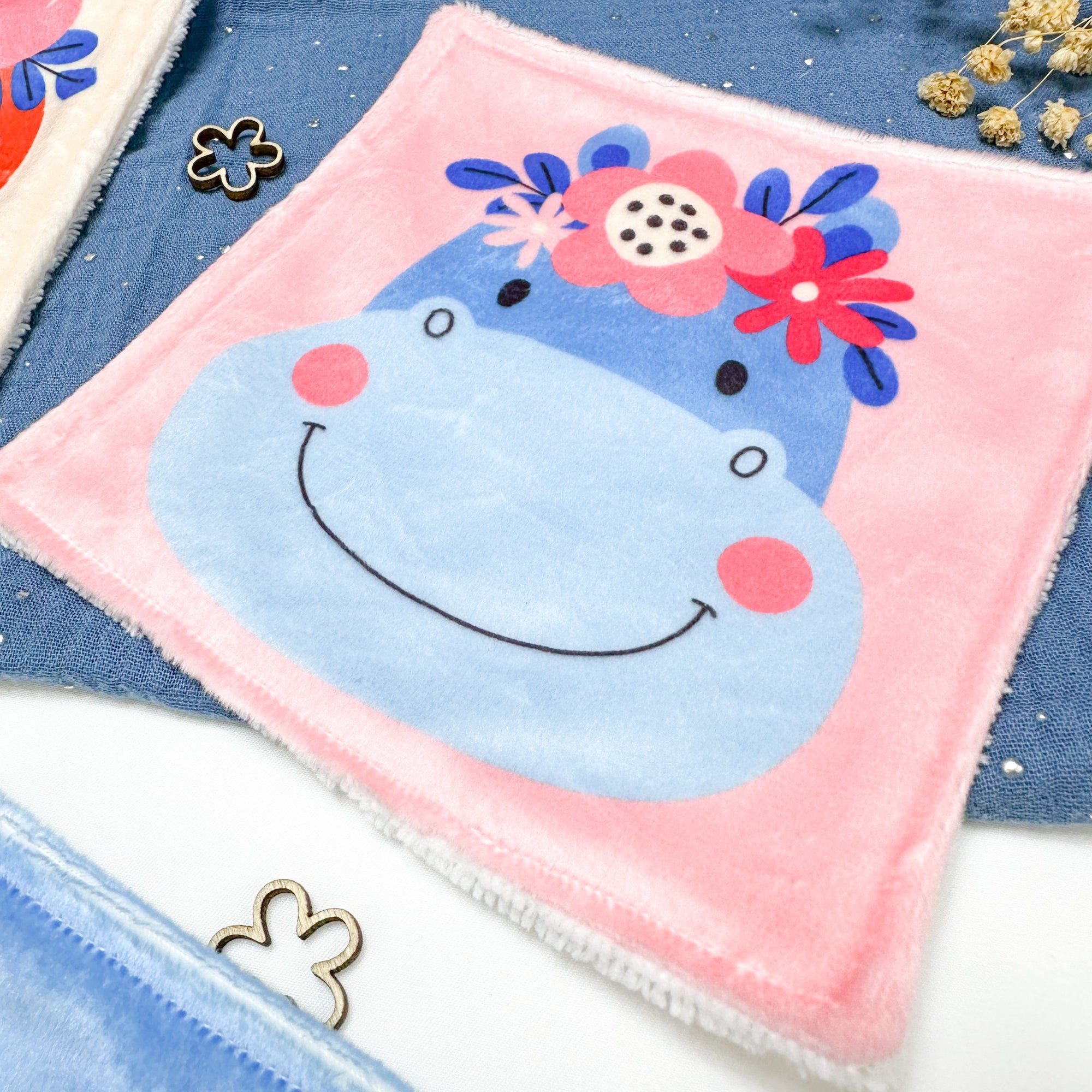 Cotons Lavables Bébé 15x15cm  – Les Petits Fleuris - Lot De 4