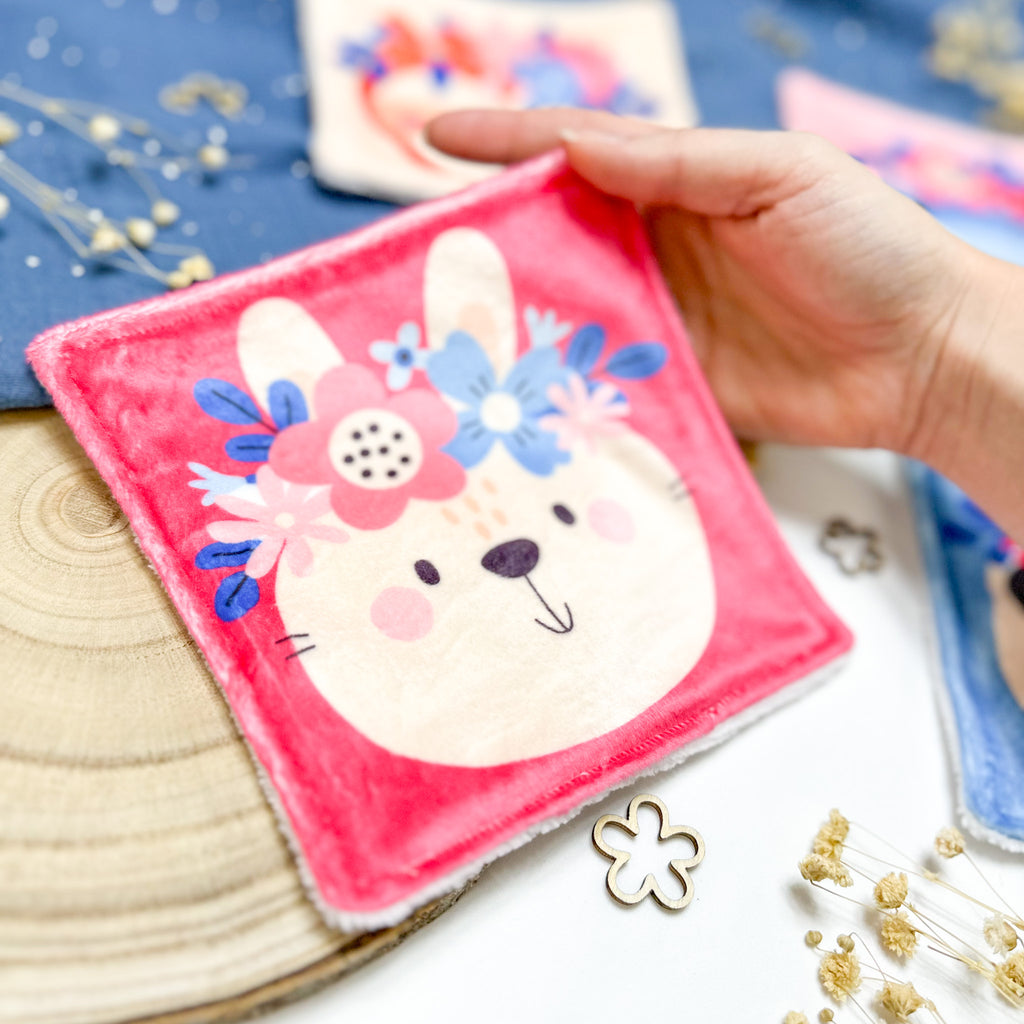 Cotons Lavables Bébé 15x15cm  – Les Petits Fleuris - Lot De 4