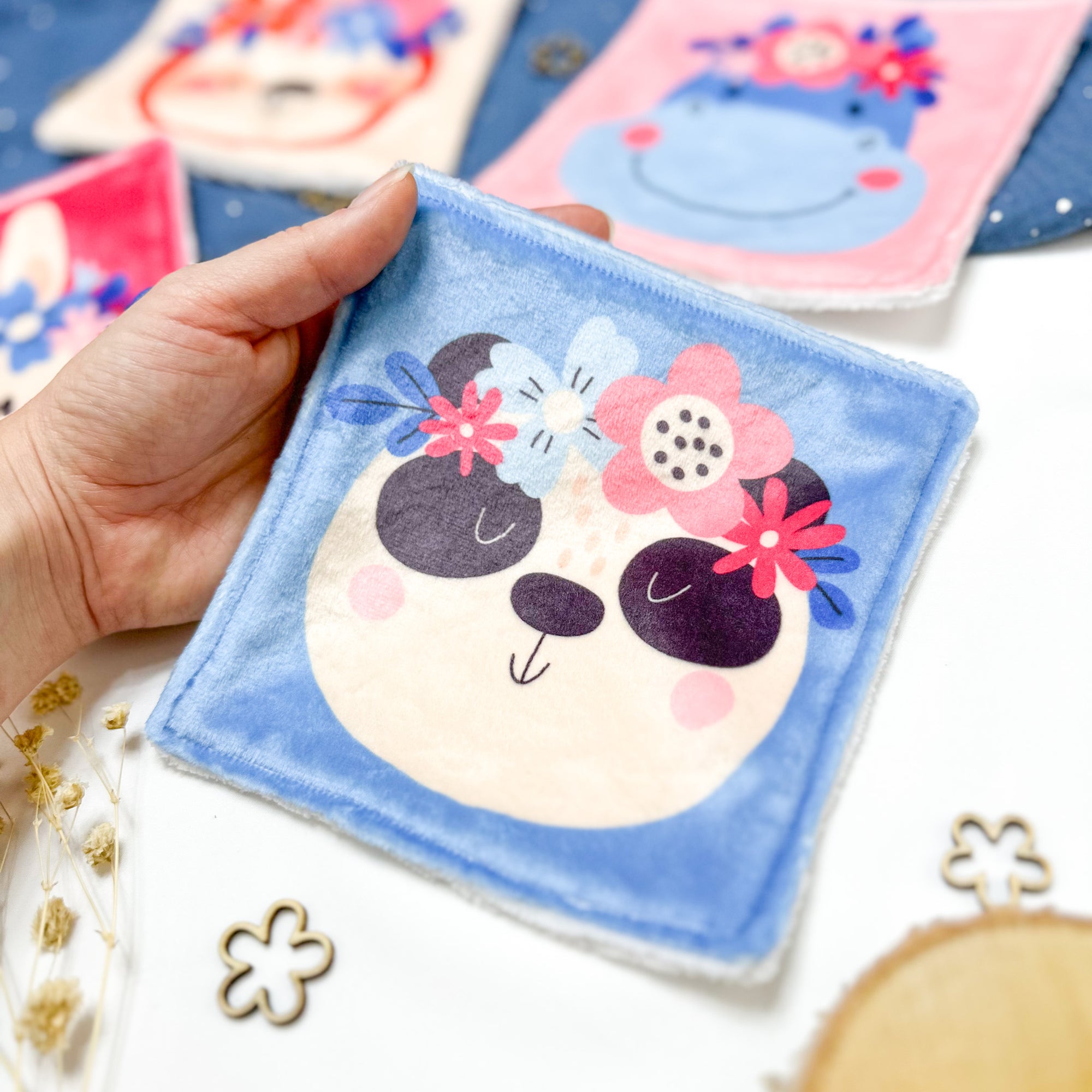 Cotons Lavables Bébé 15x15cm  – Les Petits Fleuris - Lot De 4