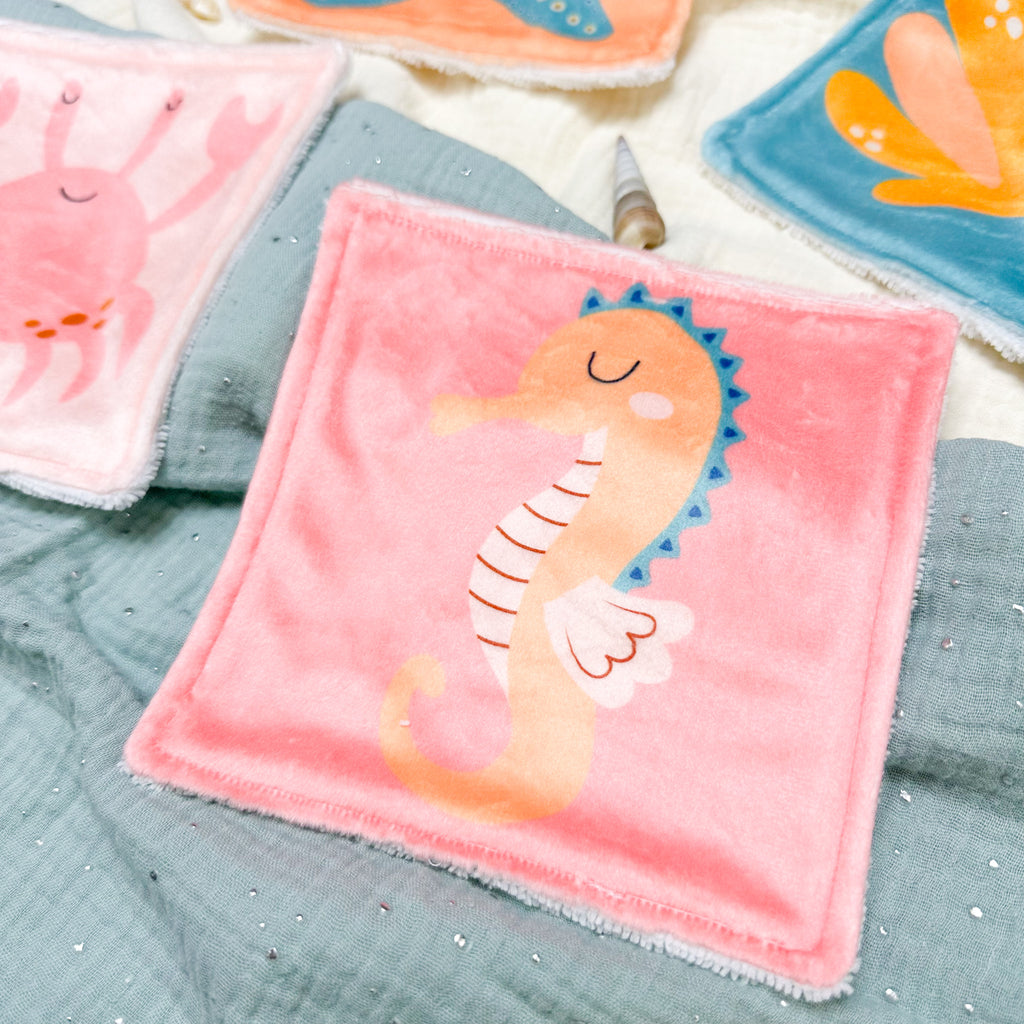 Cotons Lavables Bébé 15x15cm  – Petits Flots d’Amour - Lot De 4