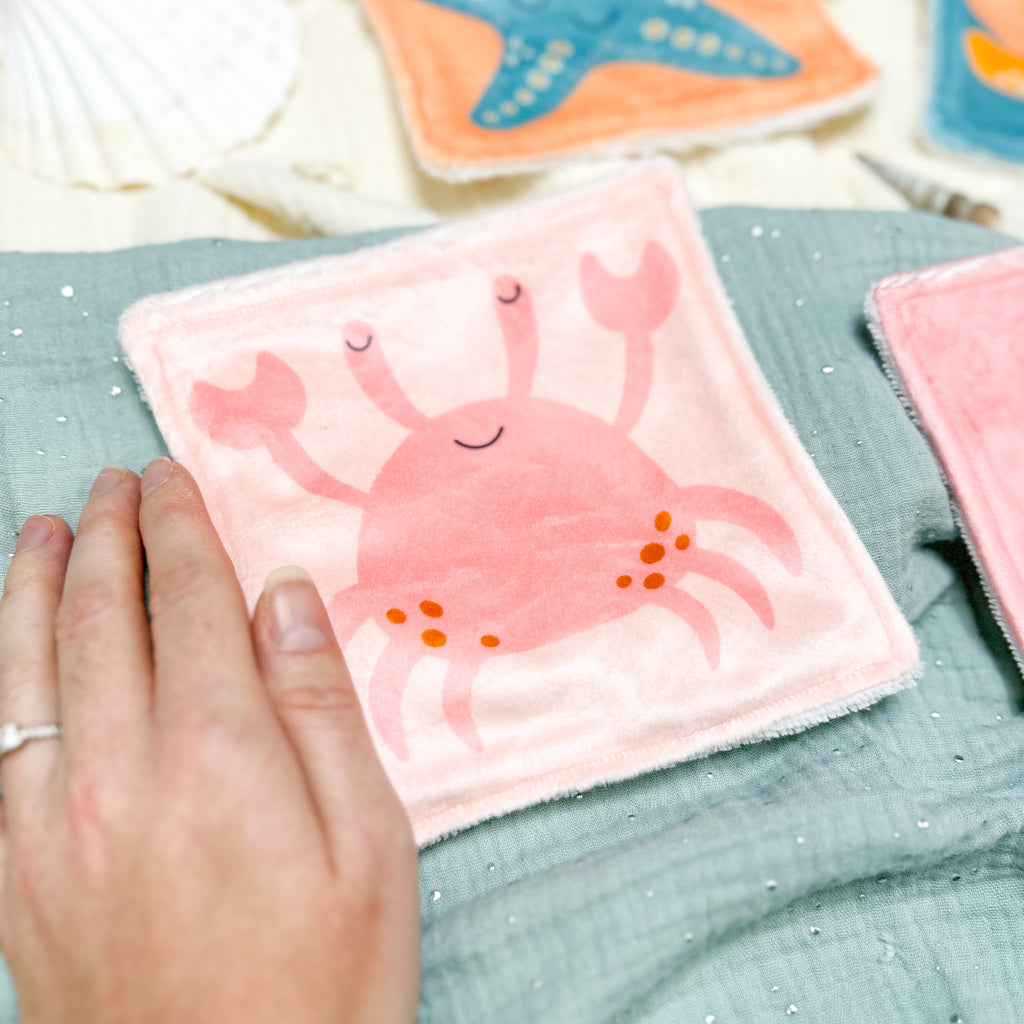 Cotons Lavables Bébé 15x15cm  – Petits Flots d’Amour - Lot De 4