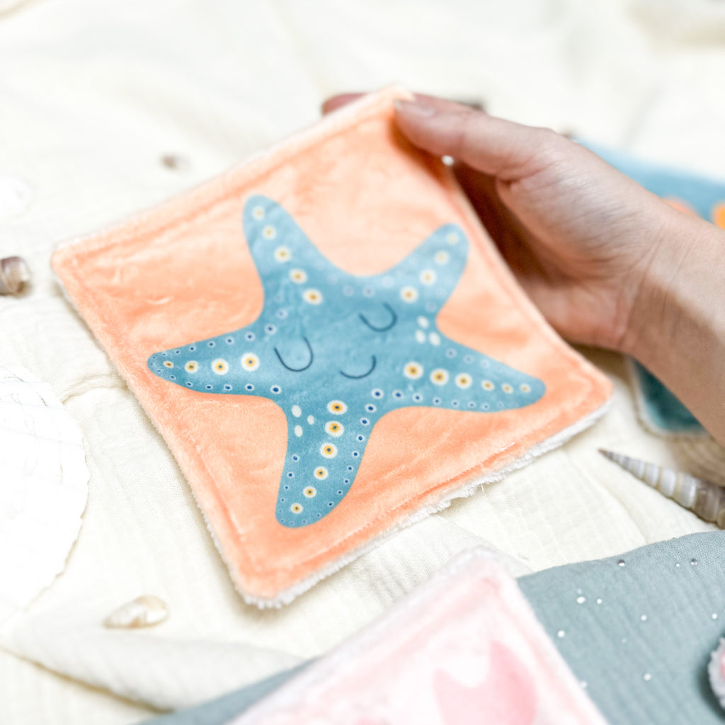 Cotons Lavables Bébé 15x15cm  – Petits Flots d’Amour - Lot De 4