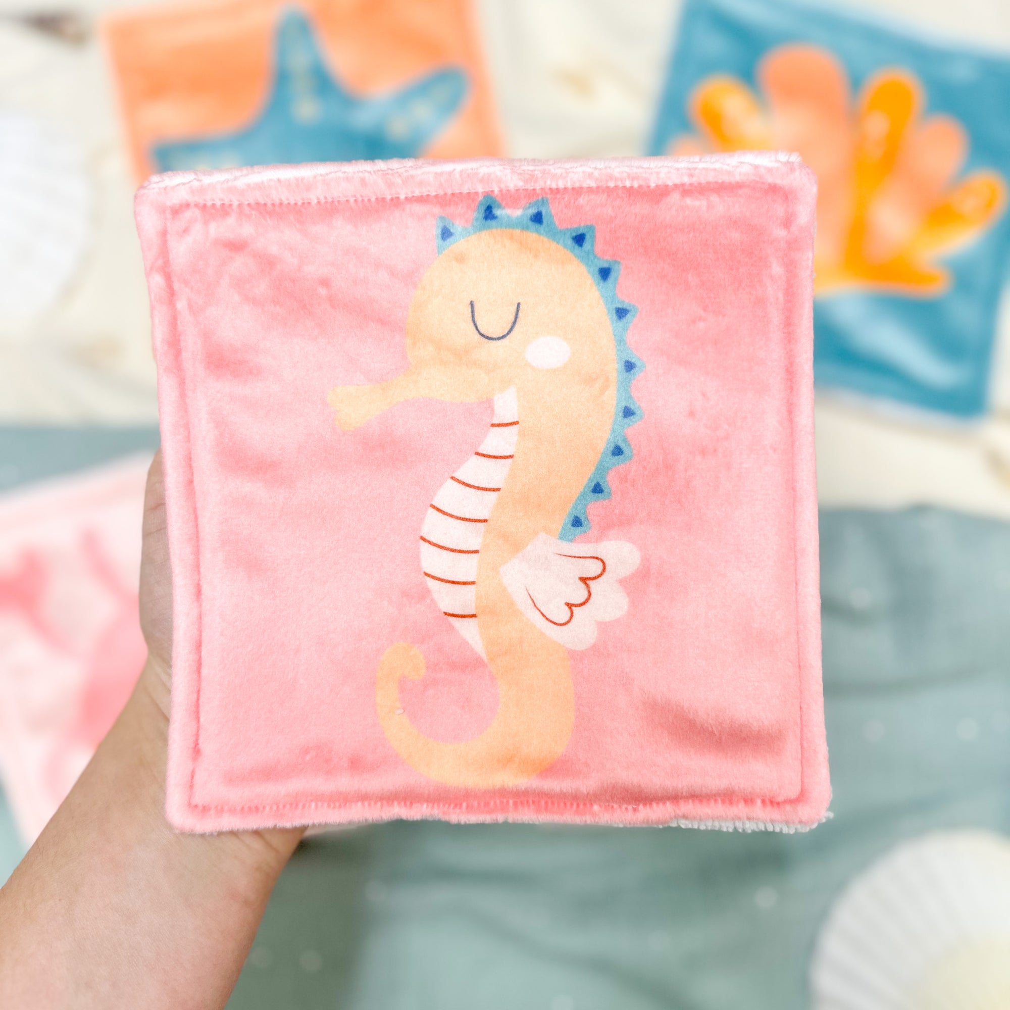 Cotons Lavables Bébé 15x15cm  – Petits Flots d’Amour - Lot De 4