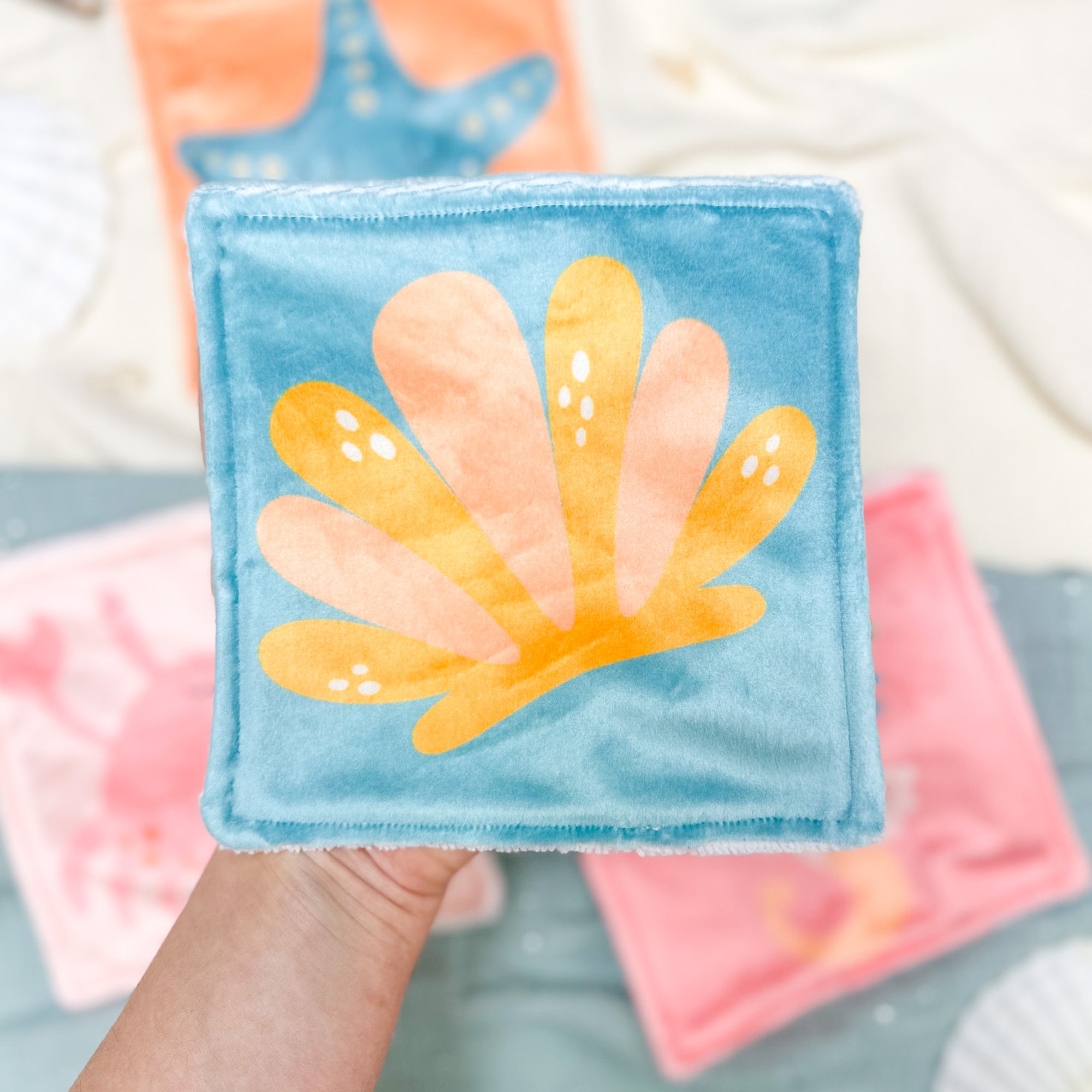 Cotons Lavables Bébé 15x15cm  – Petits Flots d’Amour - Lot De 4