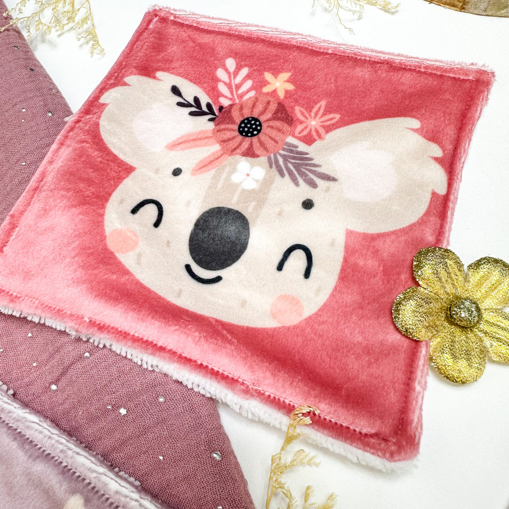 Cotons Lavables Bébé 15x15cm  – Compagnons en Fleurs - Lot De 4