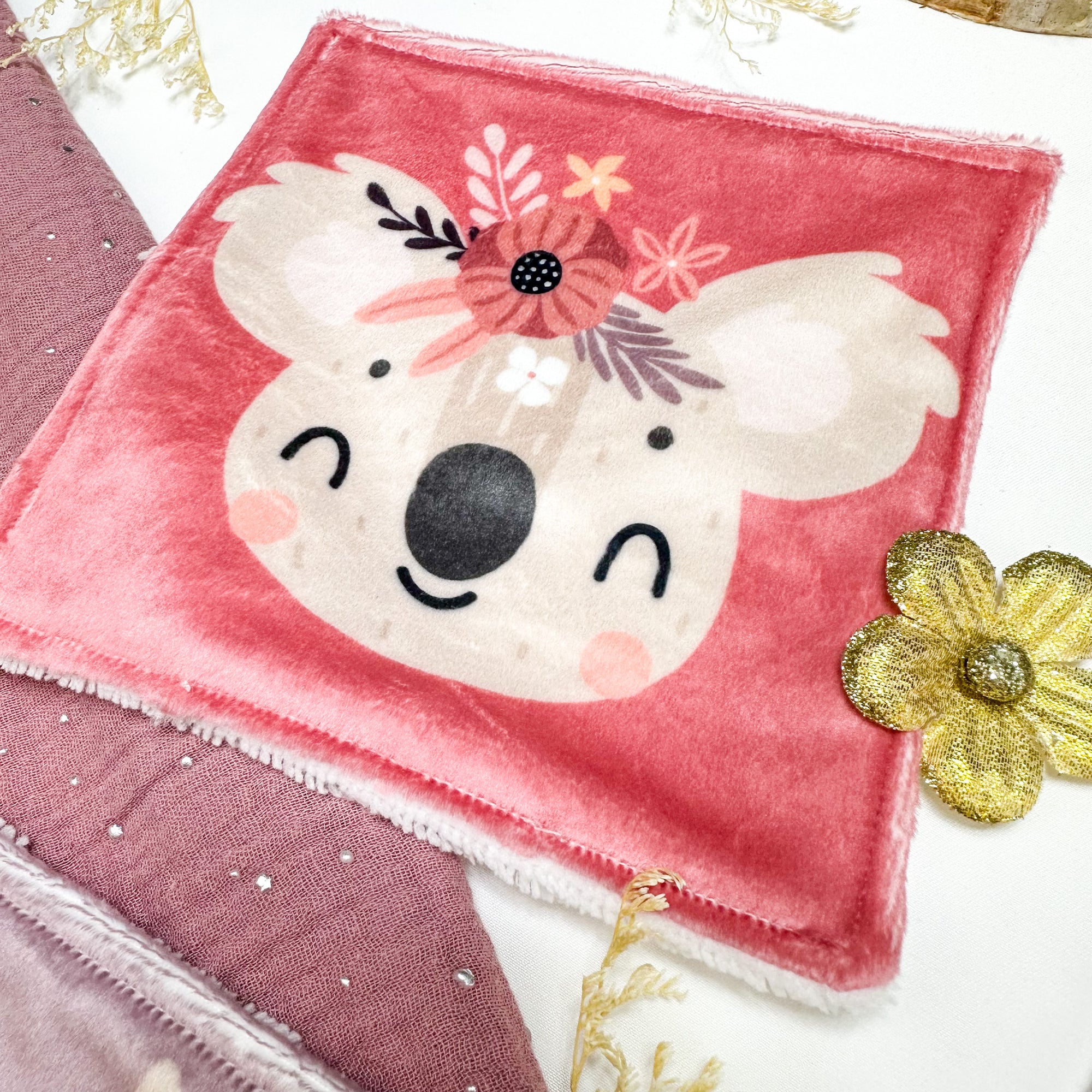 Cotons Lavables Bébé 15x15cm  – Compagnons en Fleurs - Lot De 4