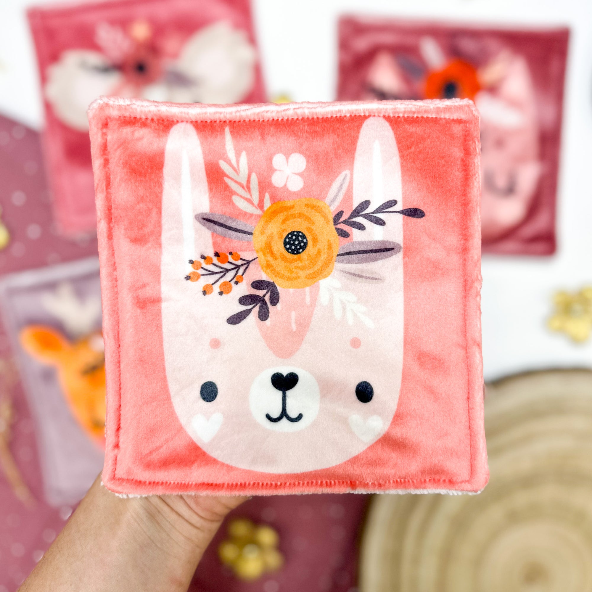 Cotons Lavables Bébé 15x15cm  – Compagnons en Fleurs - Lot De 4