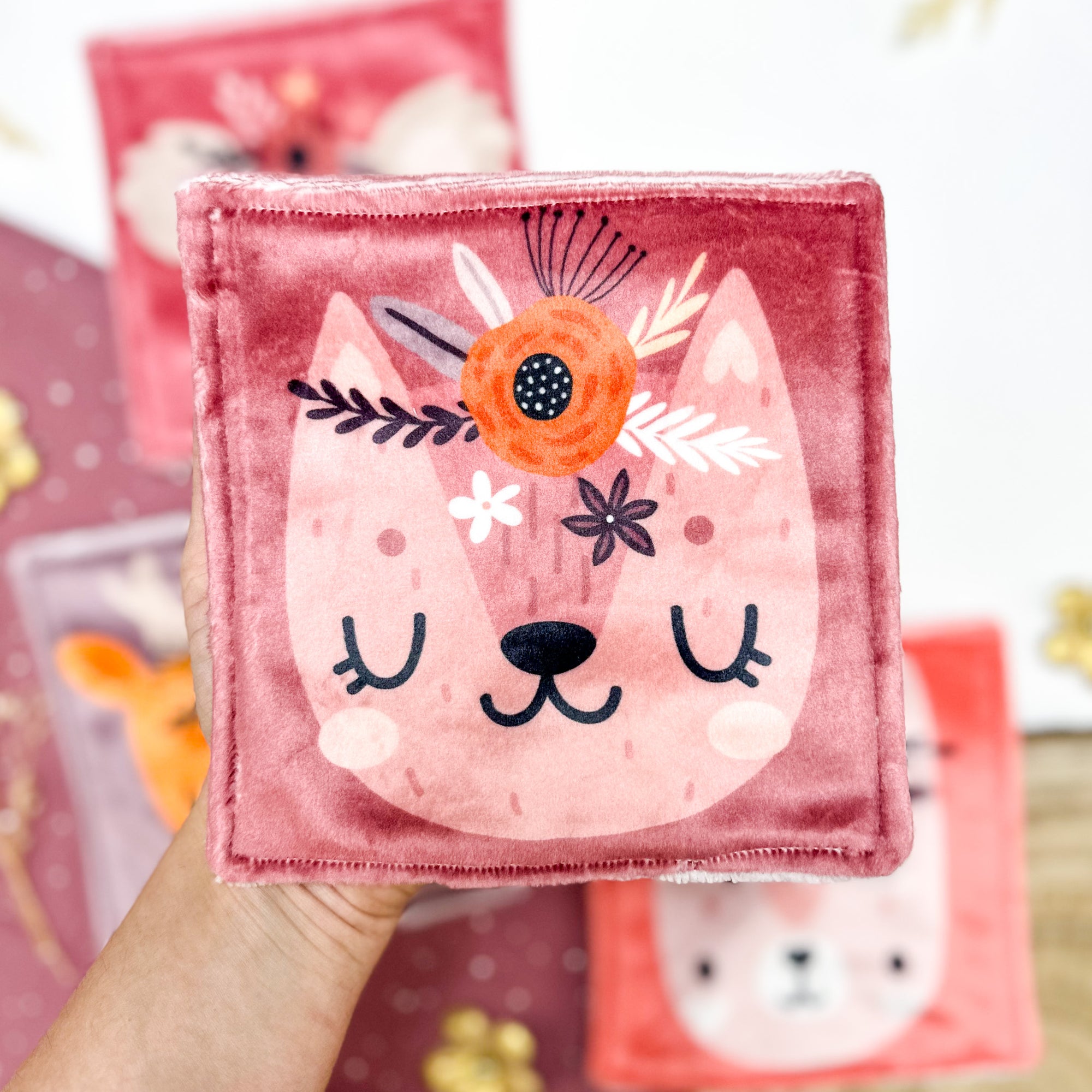 Cotons Lavables Bébé 15x15cm  – Compagnons en Fleurs - Lot De 4