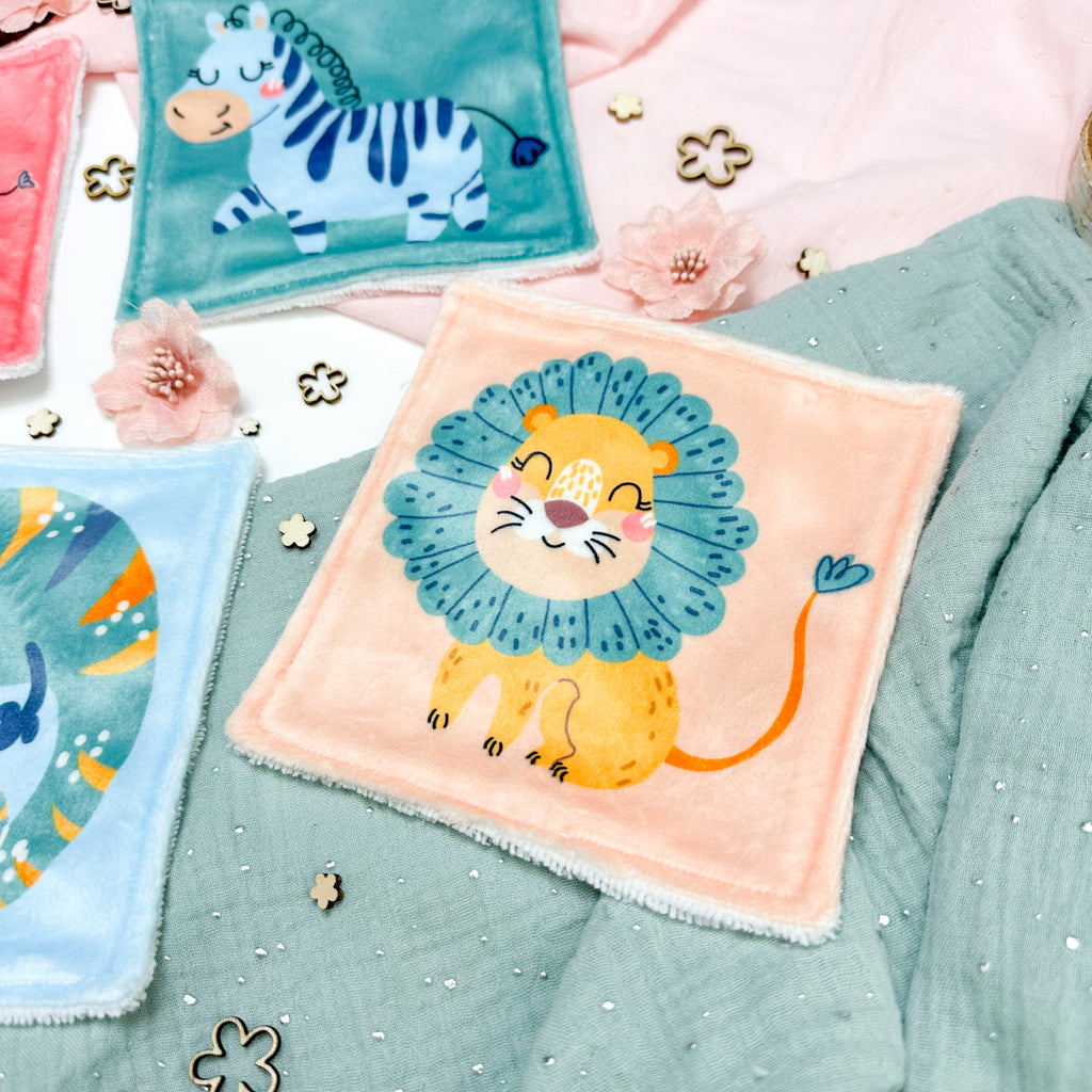 Cotons Lavables Bébé 15x15cm  – Petite Jungle Rêveuse - Lot De 4