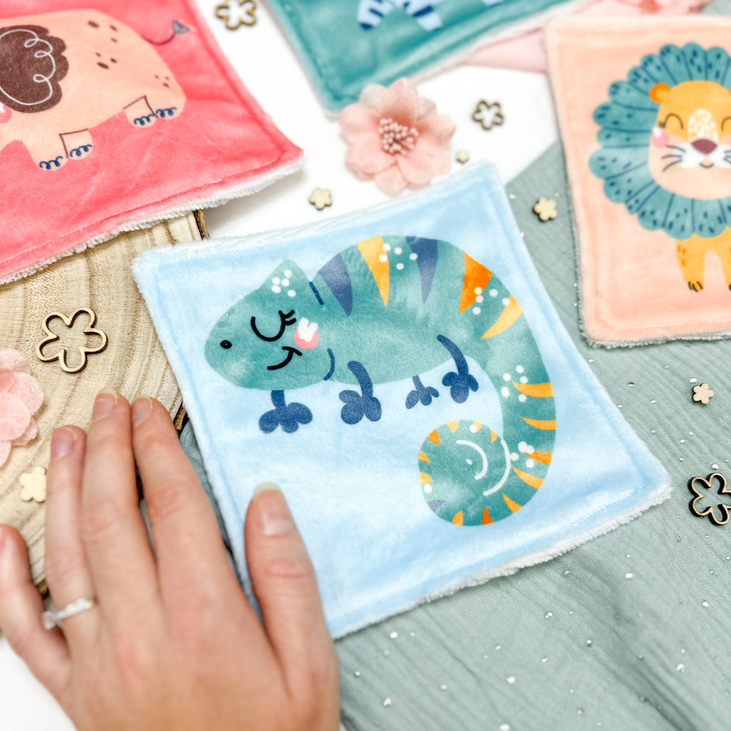 Cotons Lavables Bébé 15x15cm  – Petite Jungle Rêveuse - Lot De 4