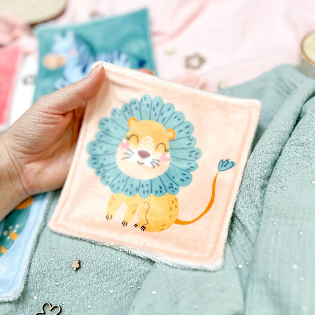Cotons Lavables Bébé 15x15cm  – Petite Jungle Rêveuse - Lot De 4