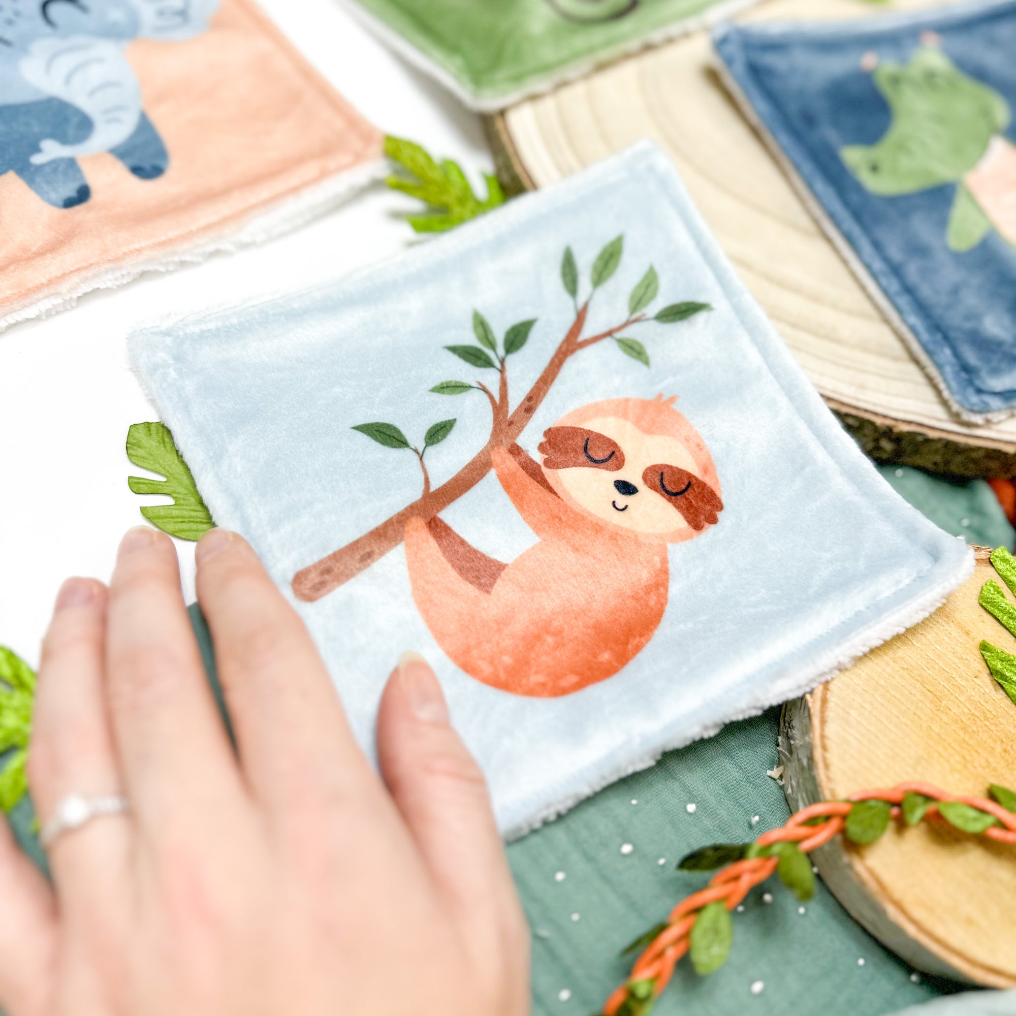 Cotons Lavables Bébé 15x15cm  – Z’animos Tropicool - Lot De 4