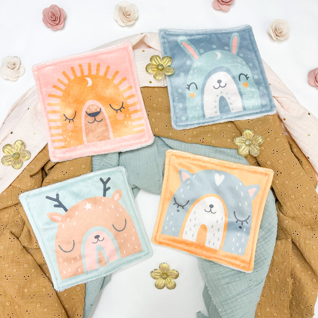 Cotons Lavables Bébé 15x15cm  – Arcs-en-Ciel Enchantés - Lot De 4