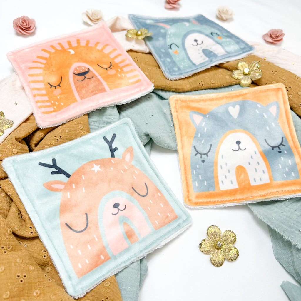 Cotons Lavables Bébé 15x15cm  – Arcs-en-Ciel Enchantés - Lot De 4