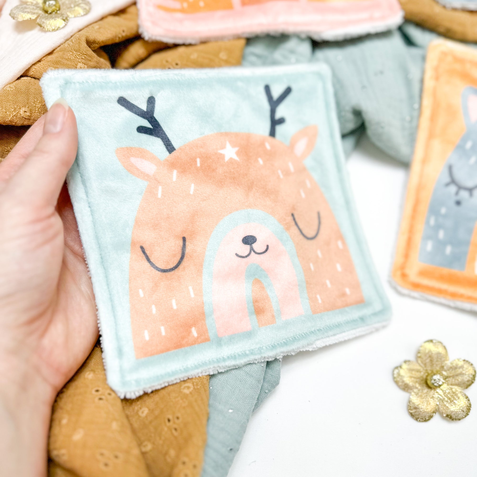 Cotons Lavables Bébé 15x15cm  – Arcs-en-Ciel Enchantés - Lot De 4