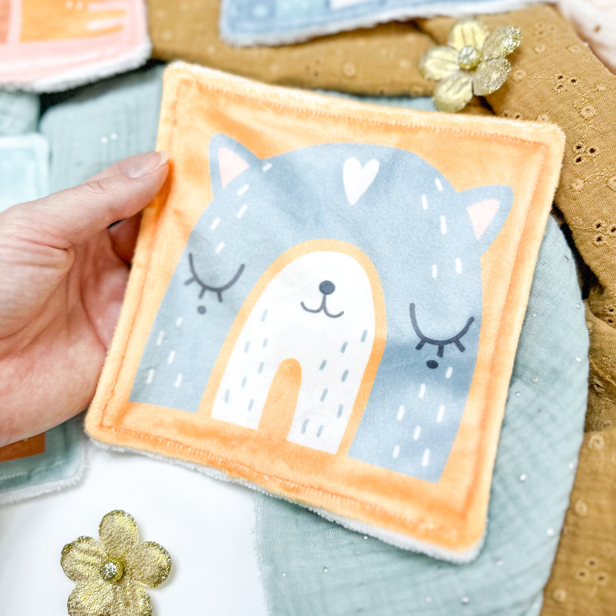 Cotons Lavables Bébé 15x15cm  – Arcs-en-Ciel Enchantés - Lot De 4