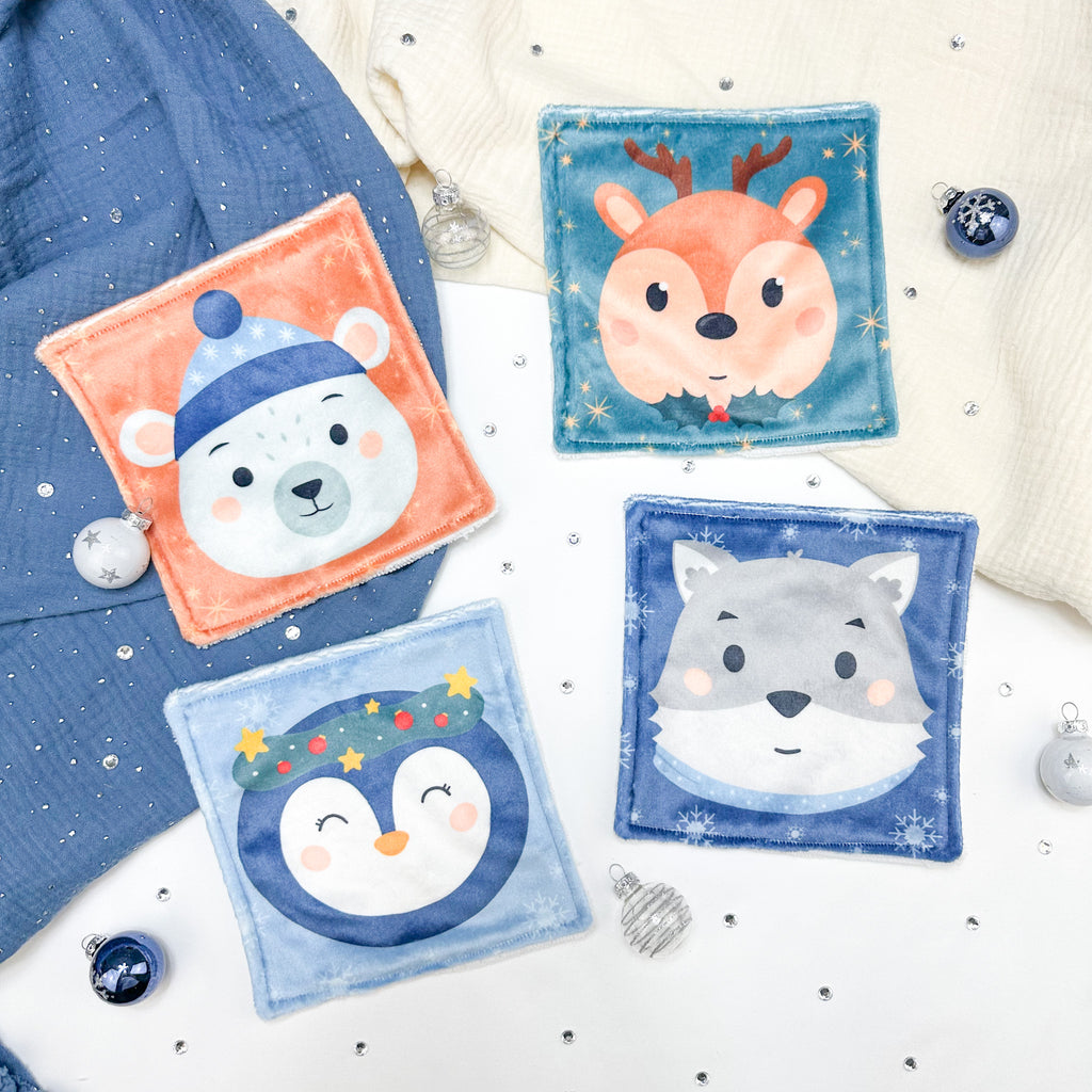 Cotons Lavables Bébé 15x15cm  – Noël en Douceur - Lot De 4