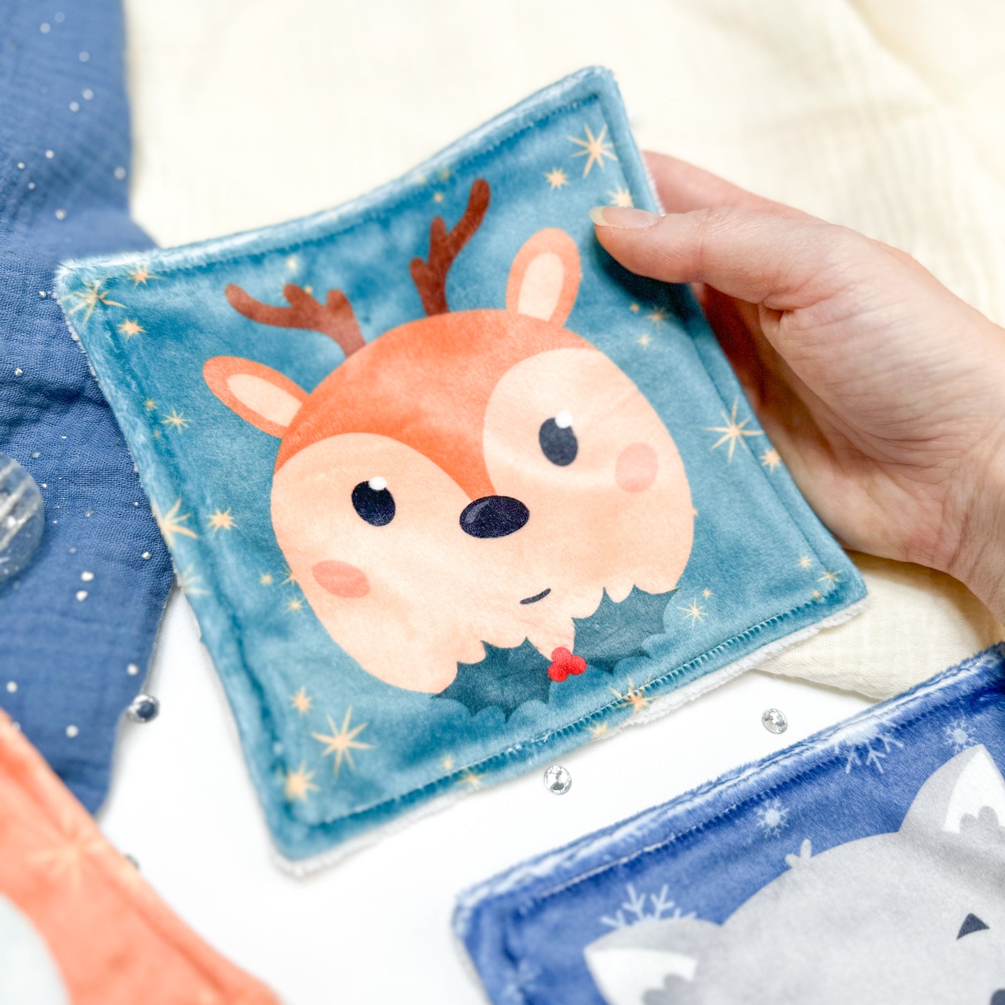 Cotons Lavables Bébé 15x15cm  – Noël en Douceur - Lot De 4