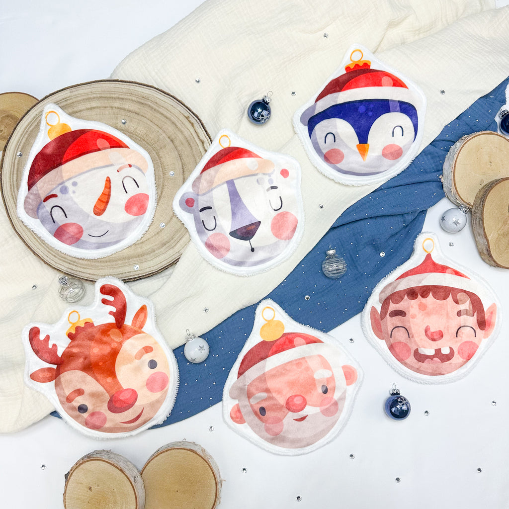 Cotons Lavables Bébé XXL – Boules de Noël Enchantées